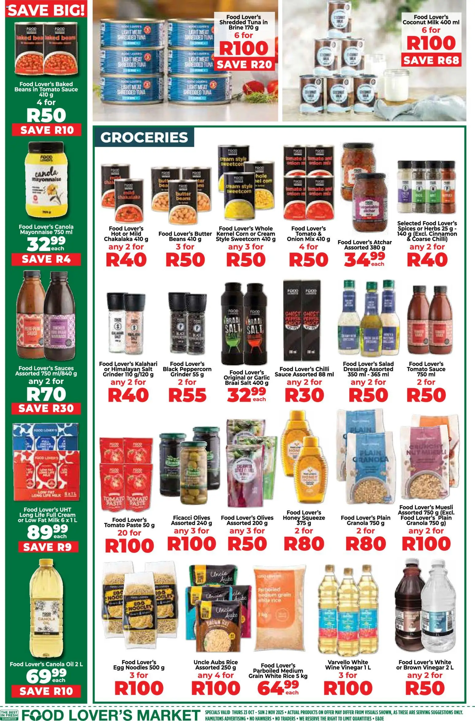 New Food Lover's Market catalogue – valid from 23.10.2025 | Page: 10 | Products: Baked beans, Hood, Atchar, Rice