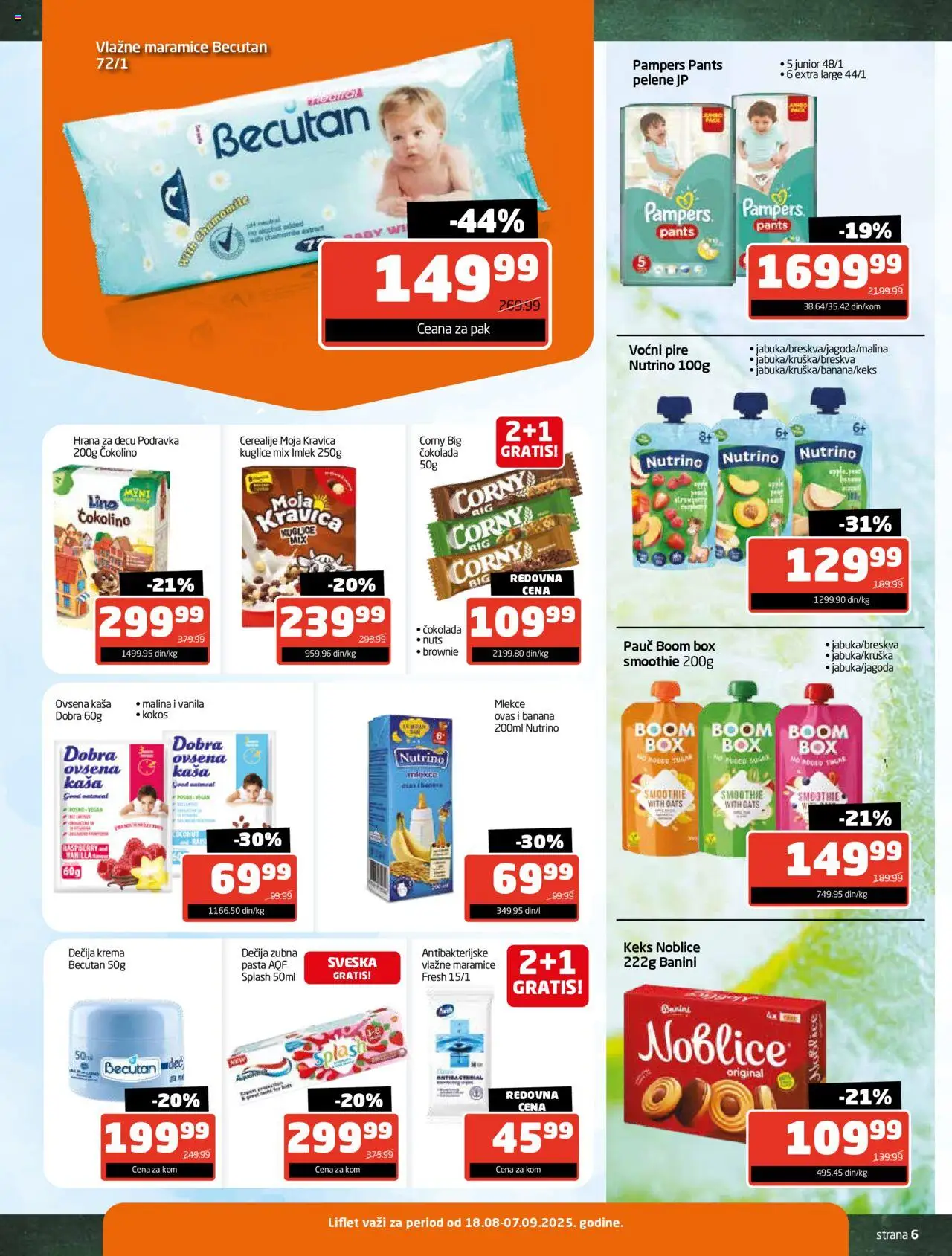 Gomex katalog - važi od 18.08.2025 | Strana: 6 | Proizvode: Banana, Pampers, Keks, Krema