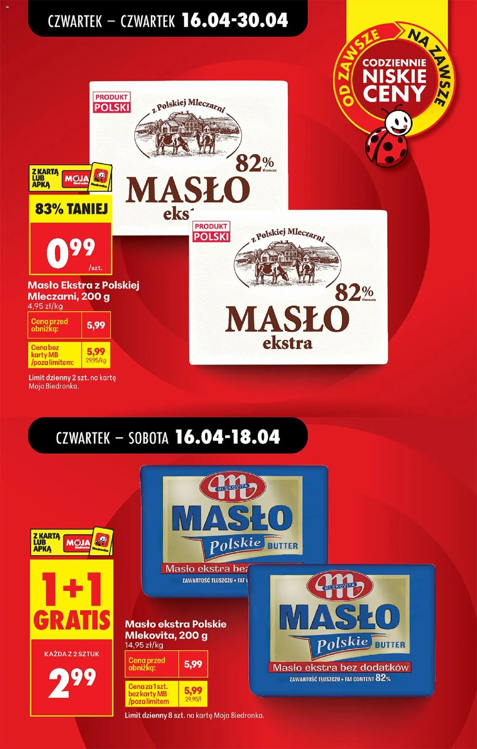 Biedronka gazetka od czwartku od 16.04.2026 | Strona: 7 | Produkty: Karta, Masło