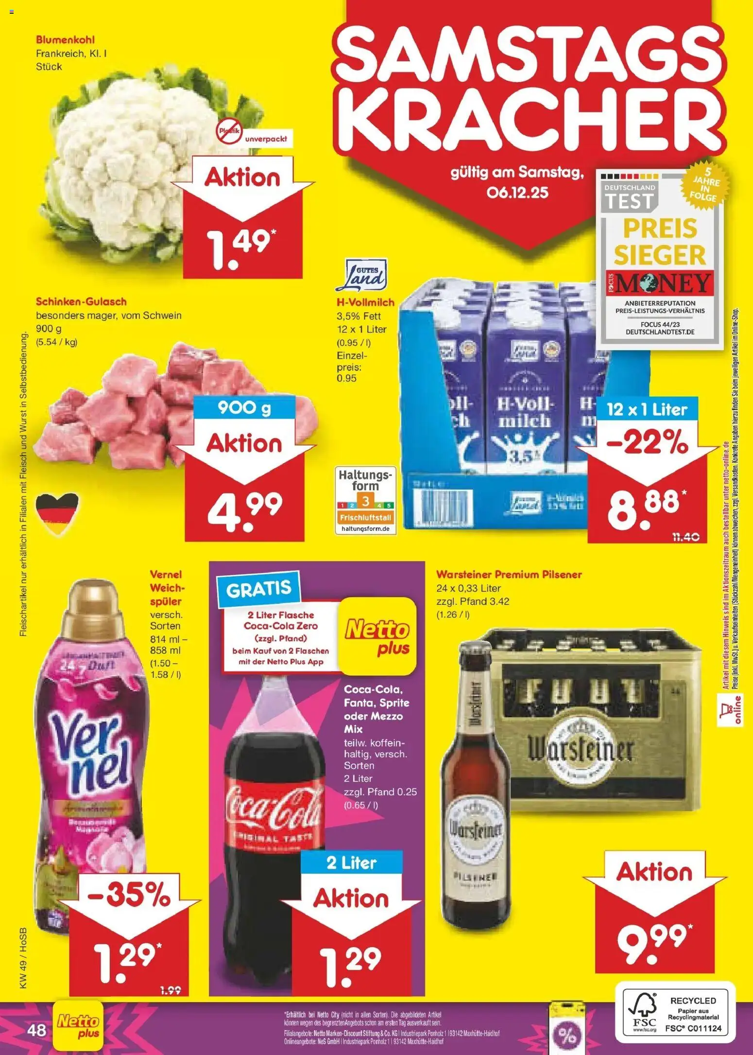 Netto Marken-Discount prospekt Hannover	 – gültig ab 30.11.2025 | Seite: 51 | Produkte: Sprite, Wurst, Blumenkohl, Vernel
