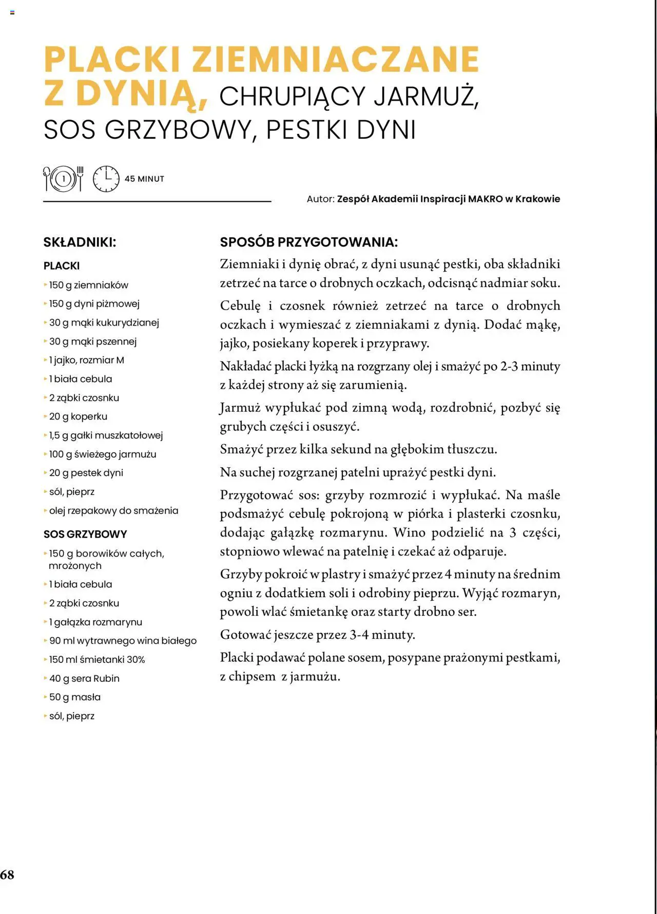 Makro Gazetka - Kulinarna podróż po Polsce od 01.01.2025 | Strona: 65 | Produkty: Placki ziemniaczane, Jarmuż, Olej, Sos