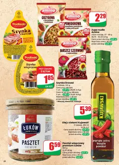Pogląd oferty "Olej z ziołami Kujawski, 3 rodzaje, 250 ml" - ważna od 25.03.2026 | Strona: 28 | Produkty: Barszcz, Szynka wieprzowa, Zupa, Olej