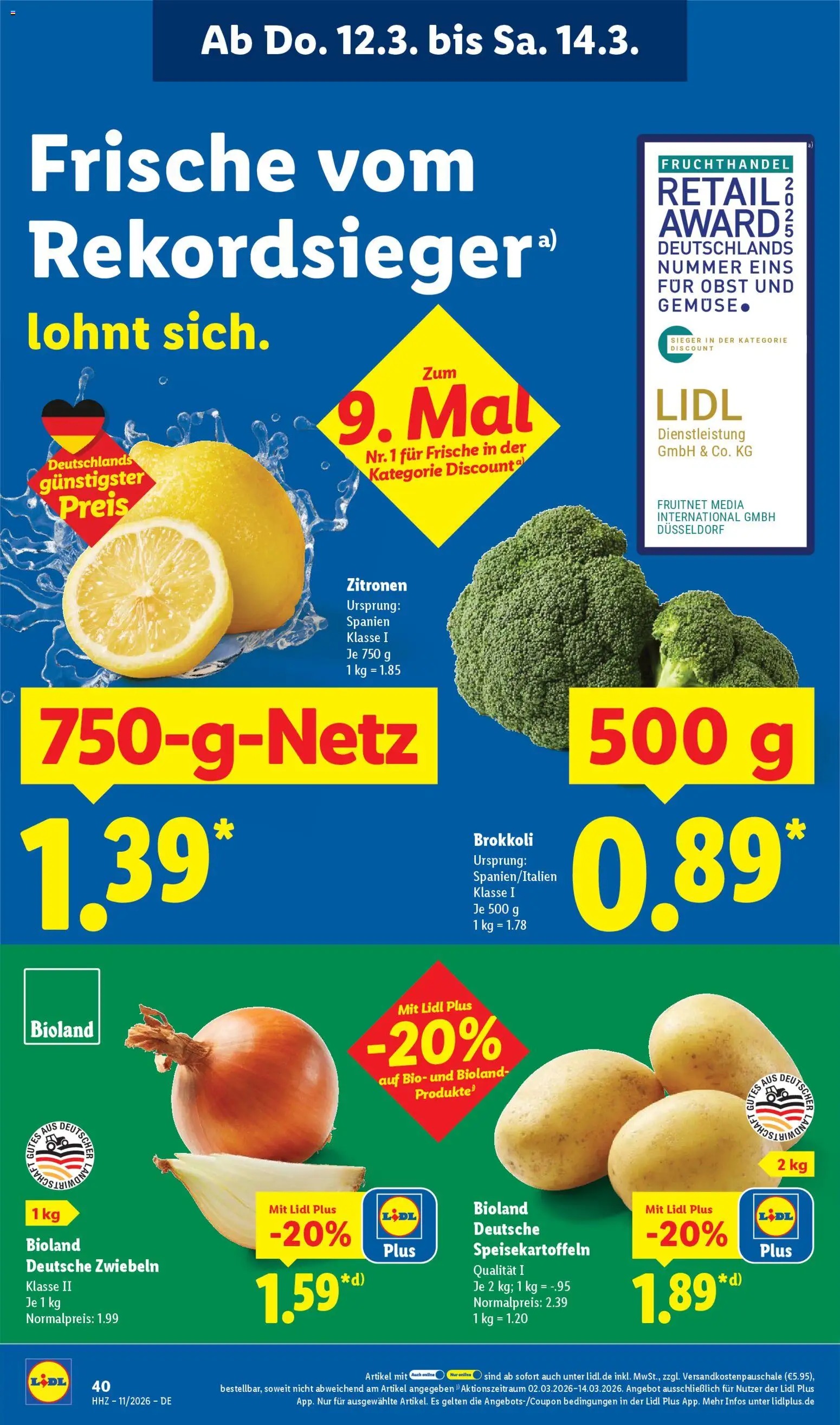Lidl Prospekt – gültig ab 09.03.2026 | Seite: 62 | Produkte: Zwiebeln, Gemüse, Obst, Zitronen