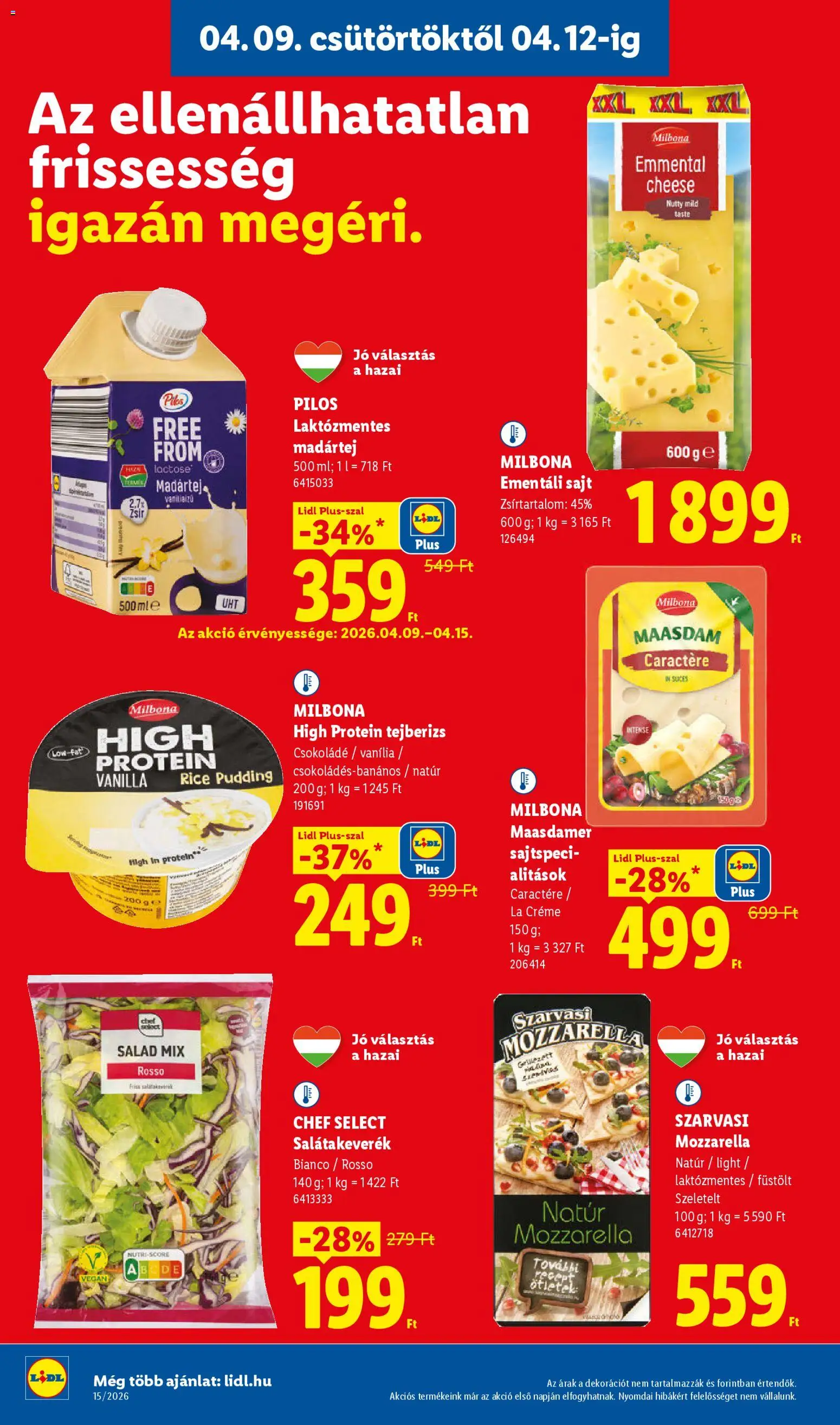 Lidl akciós ujság - amely érvényes a következő dátumtól: 09.04.2026 | Oldal: 10 | Termékek: Mozzarella, Protein, Sajt, Csokoládé