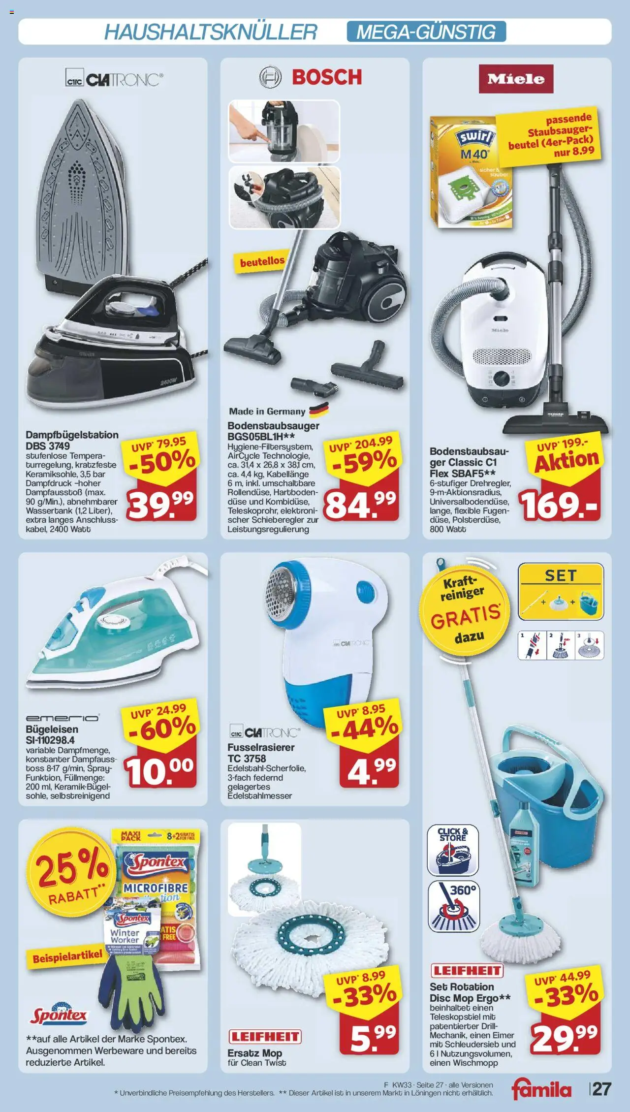 Famila Nordwest Prospekt 	 - gültig ab dem 11.08.2025 | Seite: 31 | Produkte: Miele, Bosch, Staubsauger, Bügeleisen