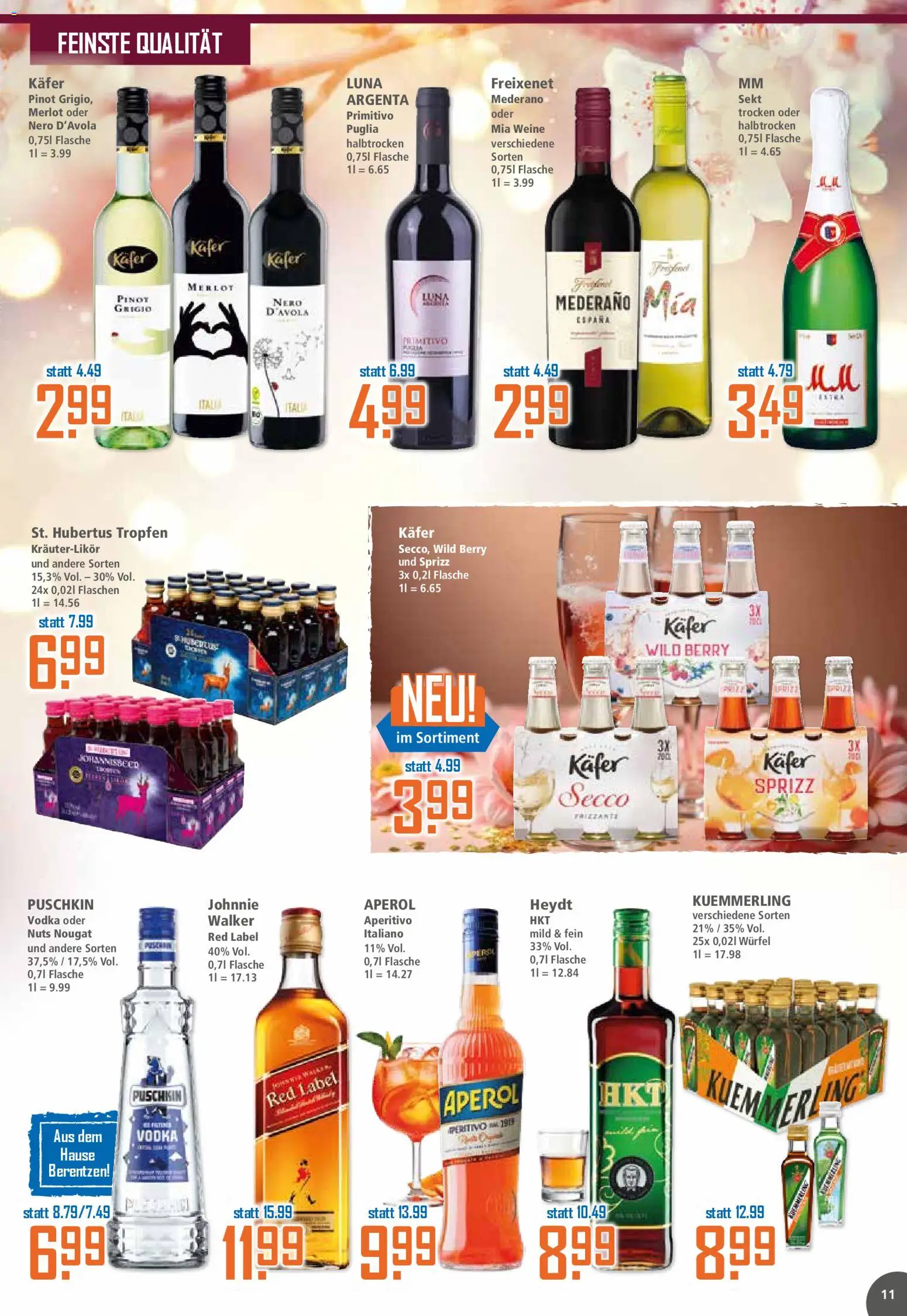 Klaas & Kock Prospekt 	 – gültig ab 09.03.2026 | Seite: 11 | Produkte: Freixenet, Merlot, Hubertus tropfen, Berentzen