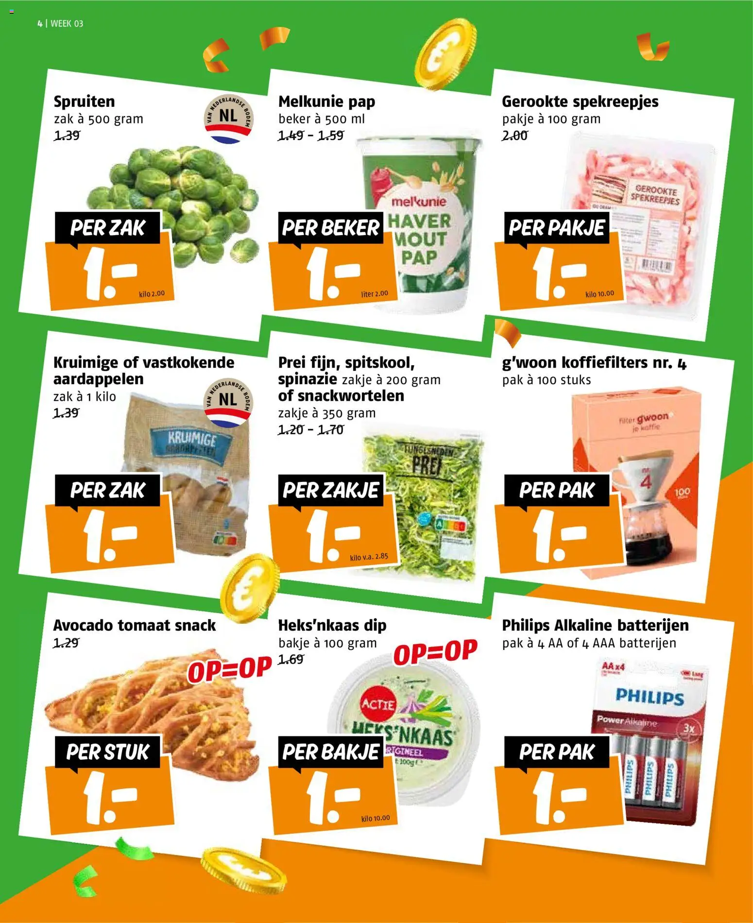 {H1} | Pagina: 4 | Producten: Spinazie, Tomaat, Prei, Haver