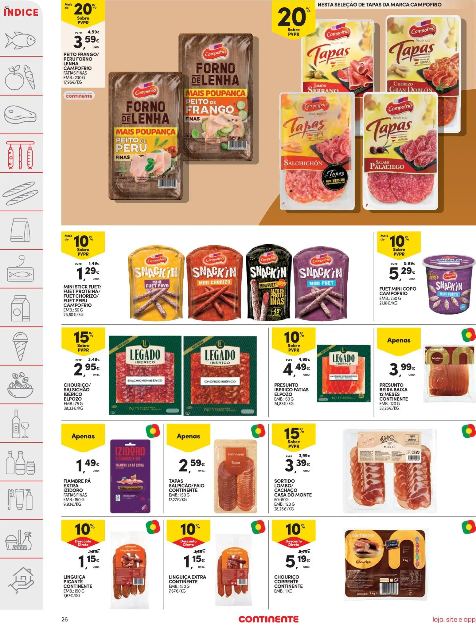Continente folheto │ válido de 26.12.2025 | Página: 26 | Produtos: Forno, Peru, Chouriço, Pá