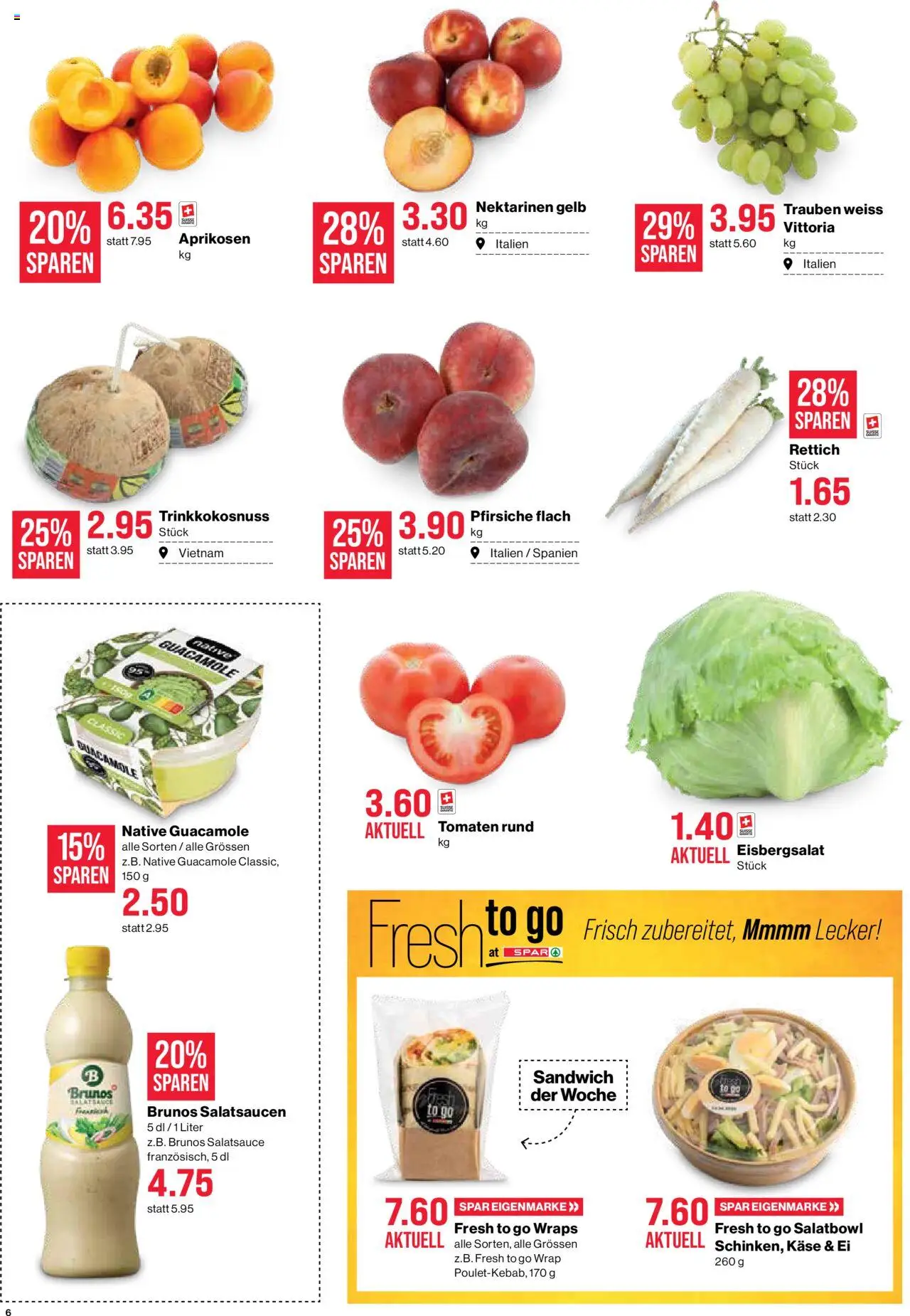 SPAR Aktionen ab 07.08.2025 | Seite: 6 | Produkte: Nektarinen, Käse, Tomaten