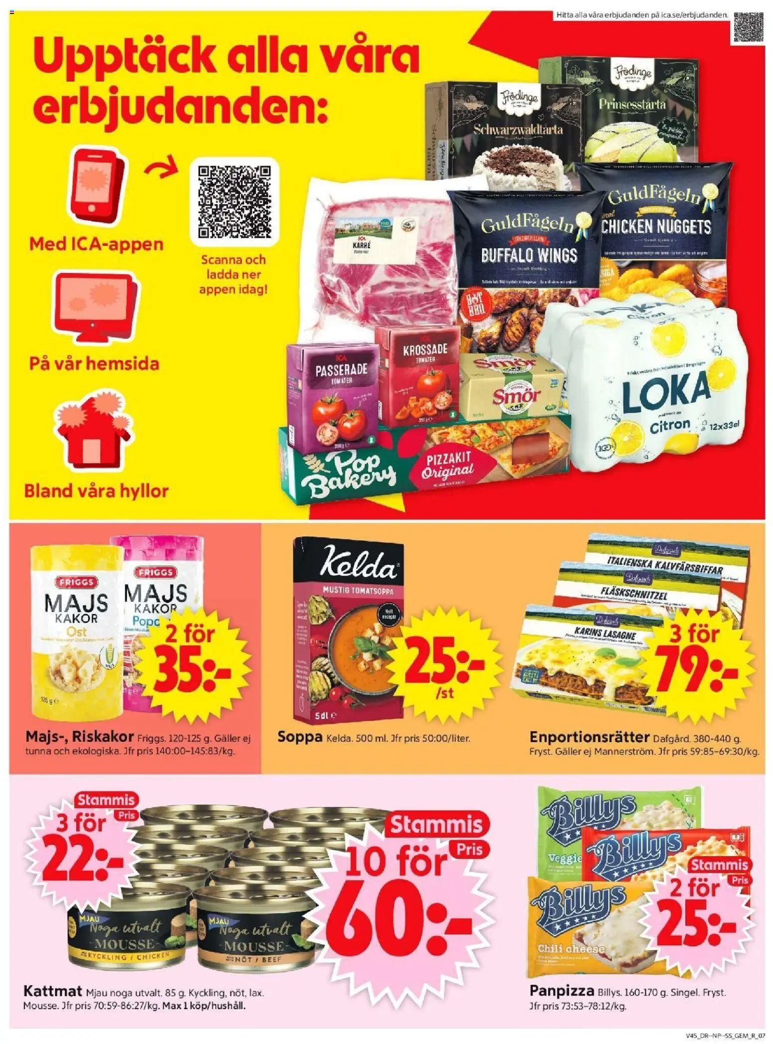 ICA Supermarket reklamblad aktuell från 03.11.2025 | Sida: 9 | Produkter: Mousse, Krossade tomater, Pizzakit, Majs