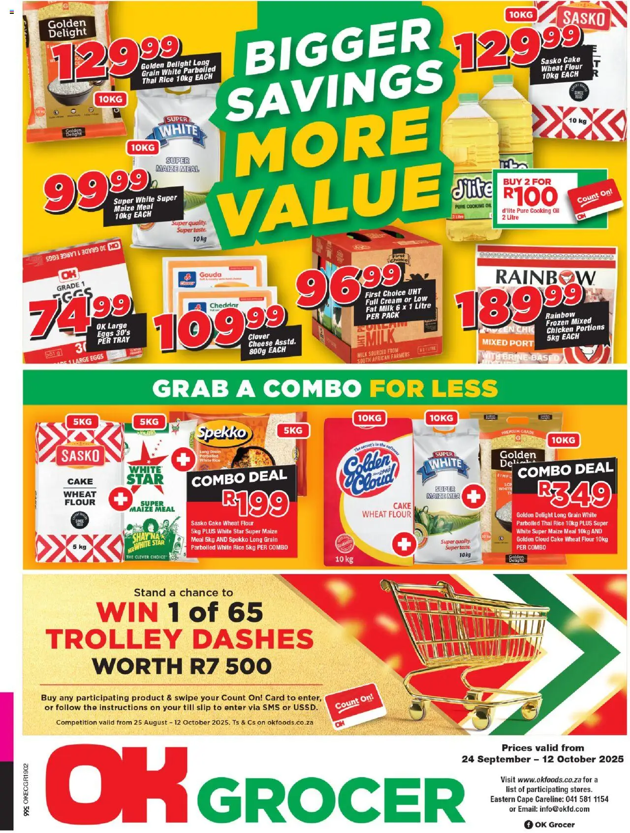 New OK Foods catalogue – valid from 24.09.2025 | Page: 1 | Products: Flour, Maize meal, Rice, Cream