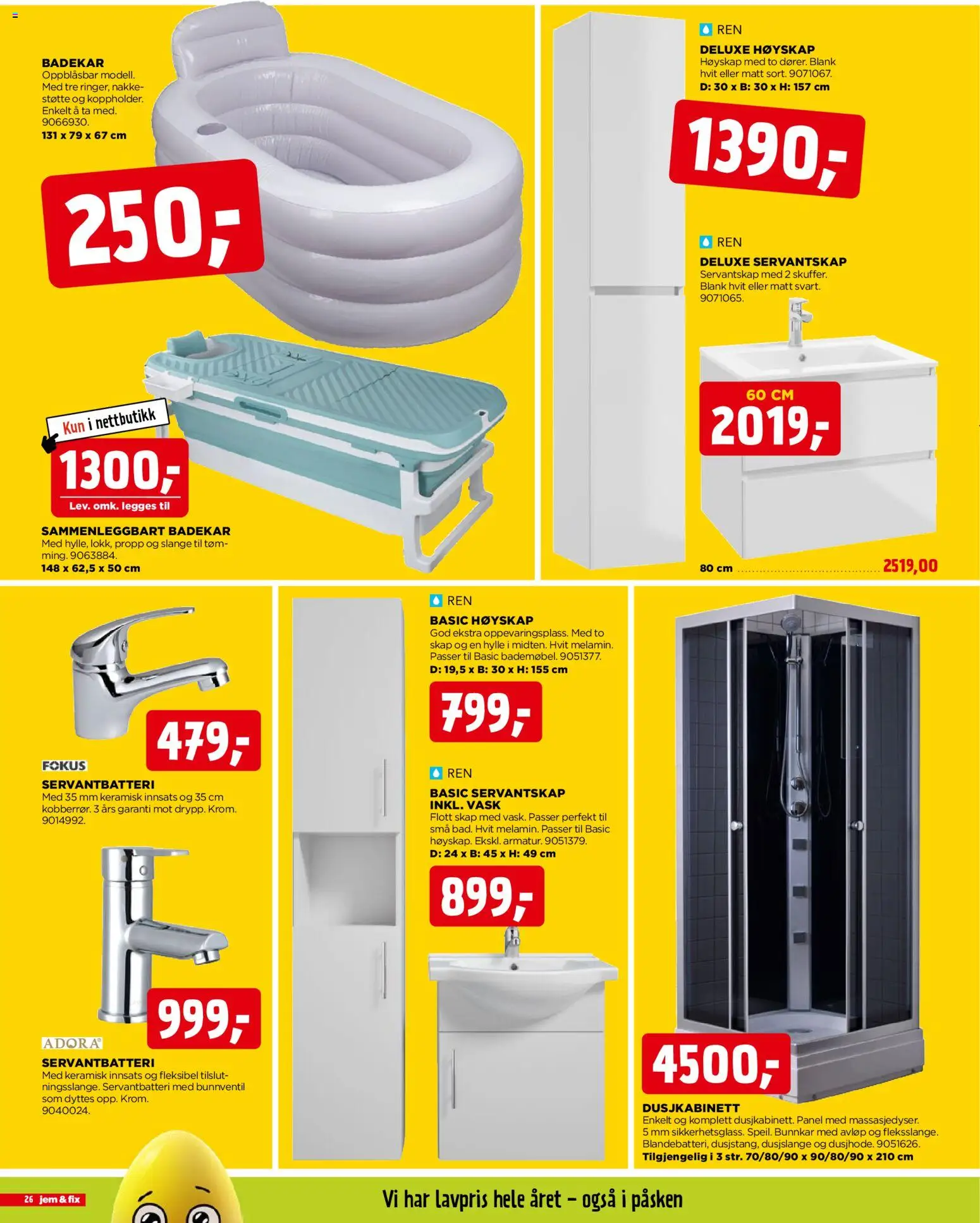 {H1} | Side: 26 | Produkter: Vask, Badekar, Hylle