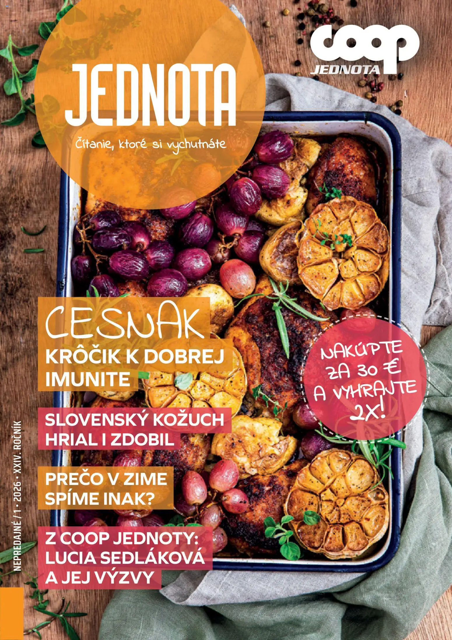 Nové COOP Jednota akcie – leták je platný od 01.01.2026 | Strana: 1 | Produkty: Cesnak