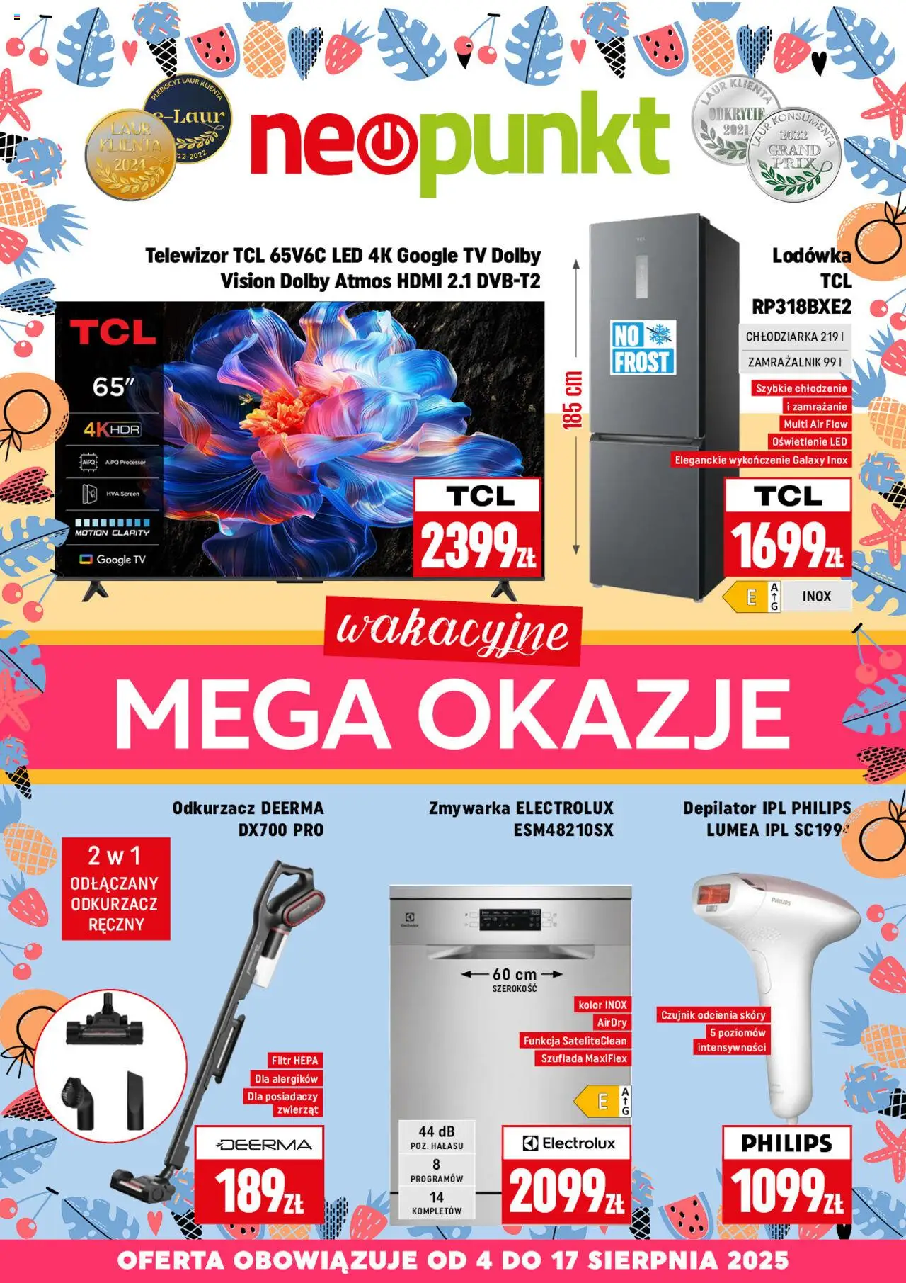 Neopunkt Gazetka od 04.08.2025 | Strona: 8 | Produkty: Telewizor, Lodówka, Odkurzacz, Depilator