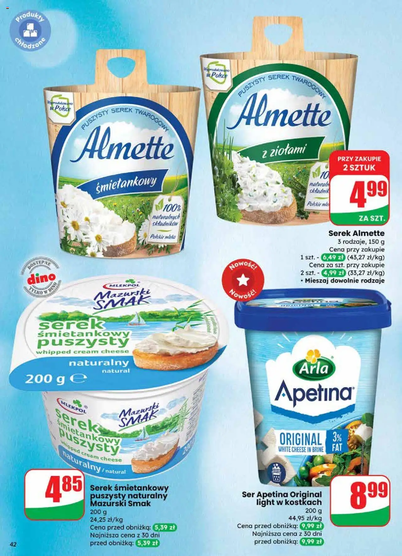 Dino Gazetka od 24.09.2025 | Strona: 42 | Produkty: Cream cheese, Serek, Mleko, Ser
