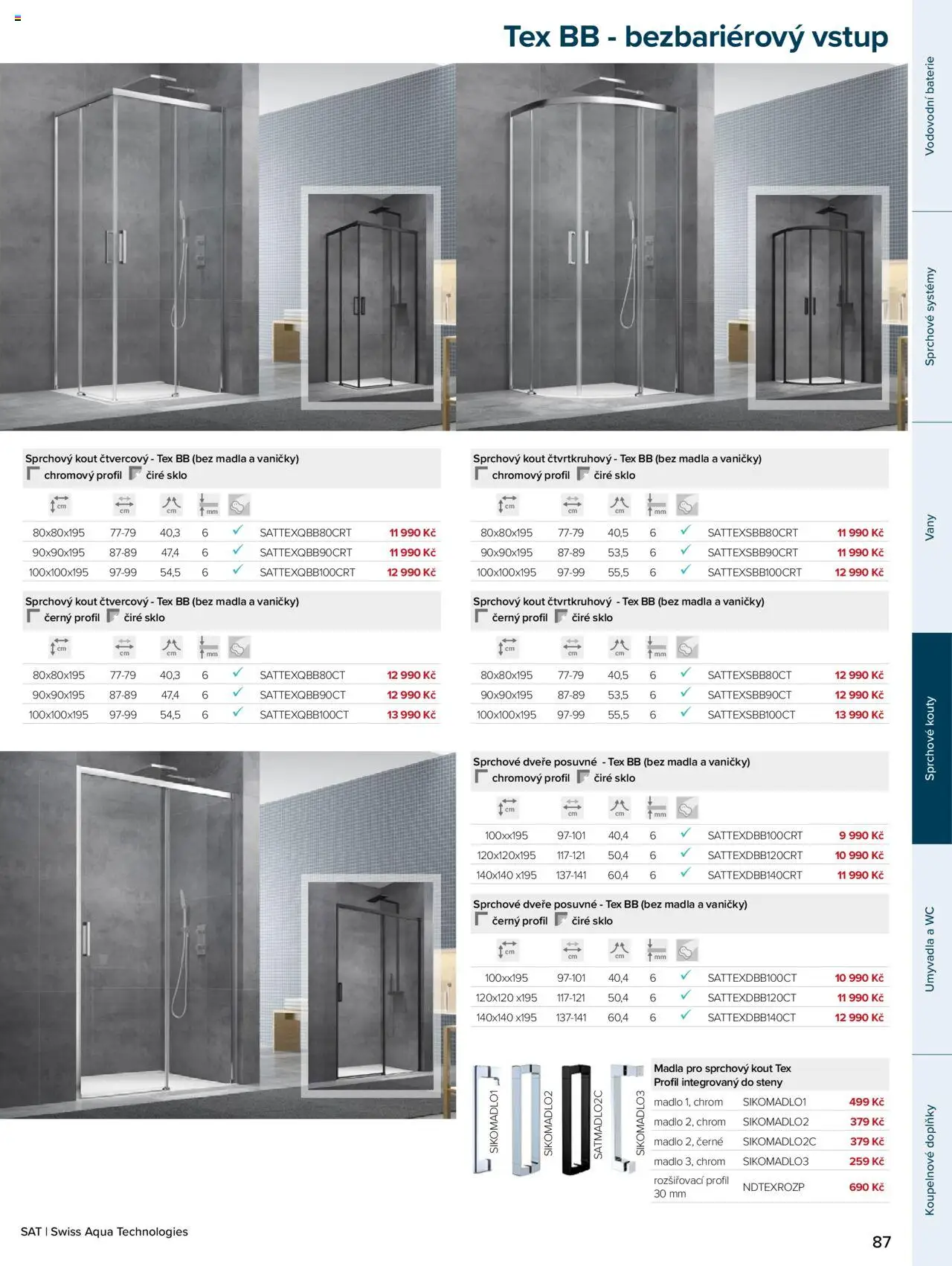 Siko koupelny katalog SAT od 26.05.2025 | Strana: 87 | Produkty: Madlo, Wc, Baterie, Sprchový kout