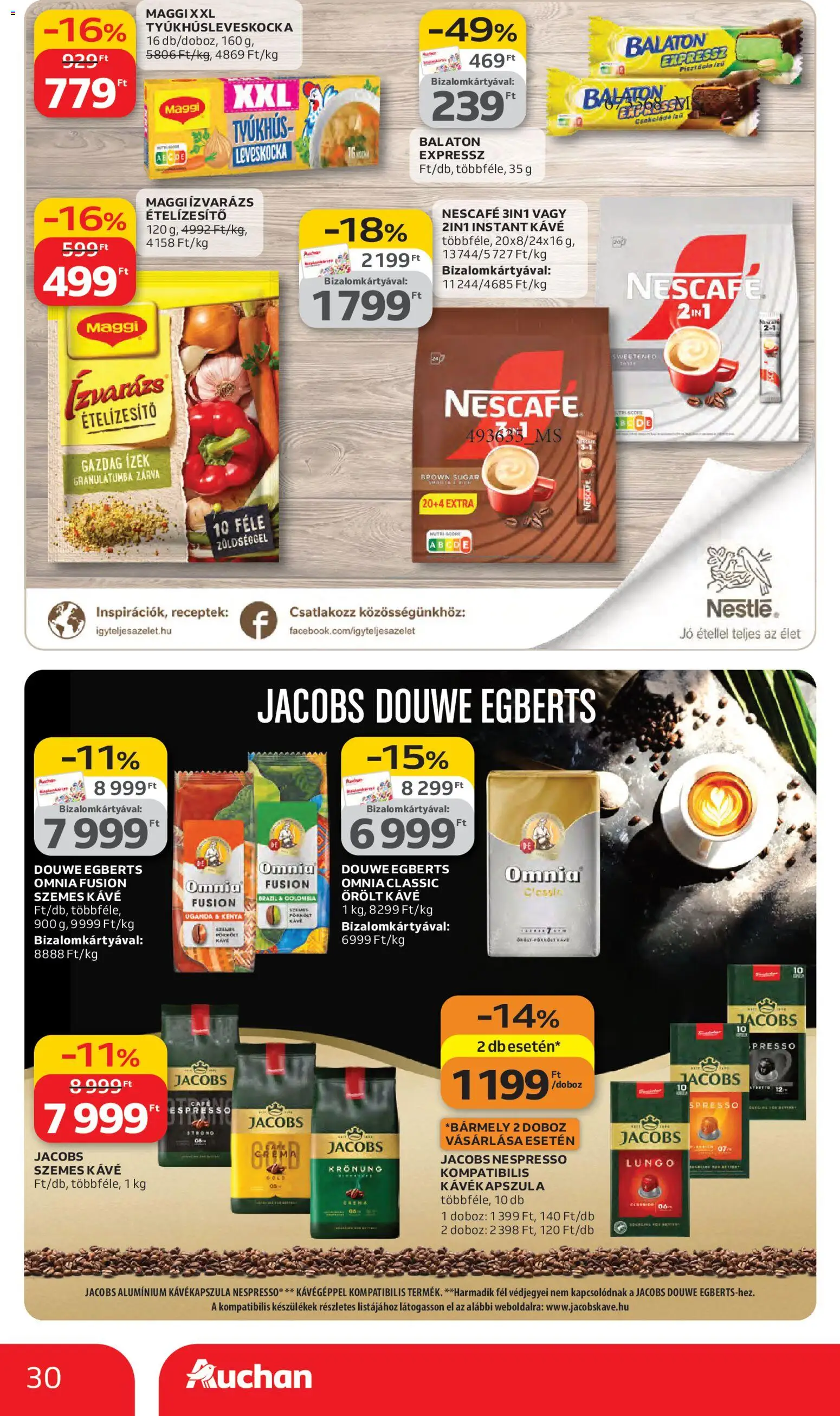 Auchan akciós ujság - amely érvényes a következő dátumtól: 05.03.2026 | Oldal: 30 | Termékek: Nescafé, Leveskocka, Doboz, Ételízesítő