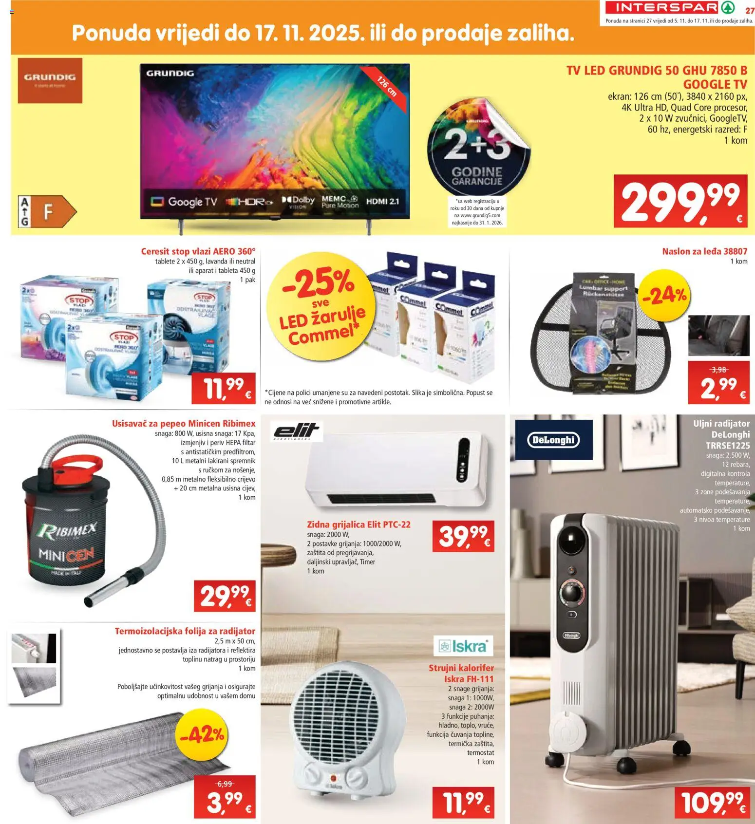 Interspar katalog | vrijedi od 05.11.2025 | Stranica: 30 | Proizvodi: Usisavač, Radijator, Termostat, Tv