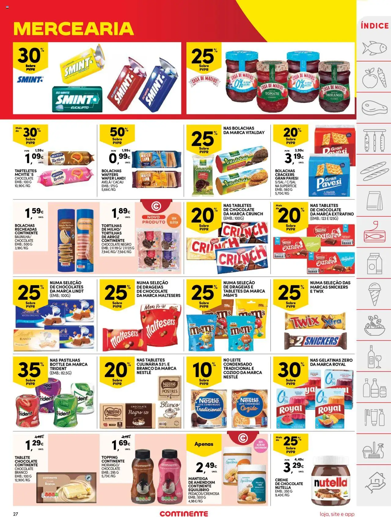 Continente folheto │ válido de 05.08.2025 | Página: 27 | Produtos: Manteiga de amendoim, Chocolates, Chocolate, Açúcar