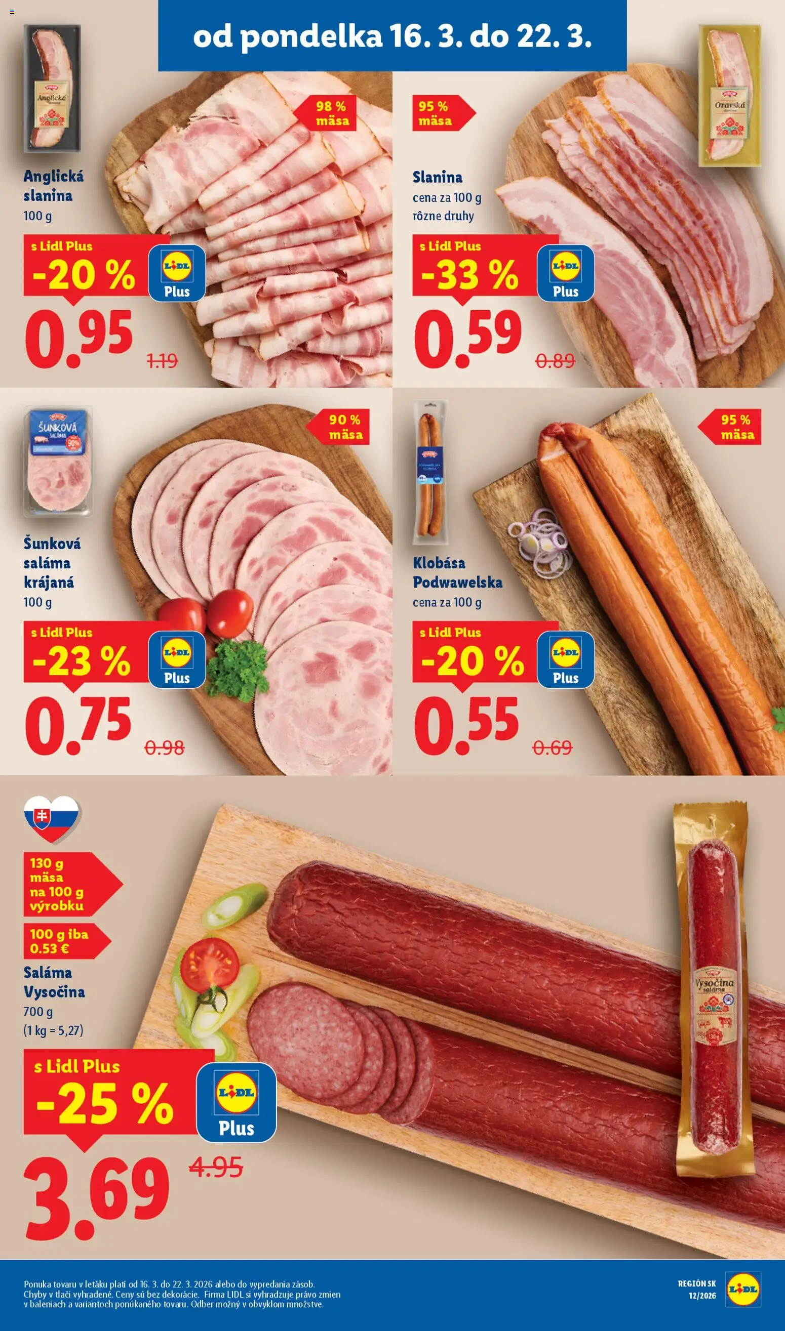 Nové Lidl akcie – leták je platný od 19.03.2026 | Strana: 57 | Produkty: Saláma, Slanina, Klobása
