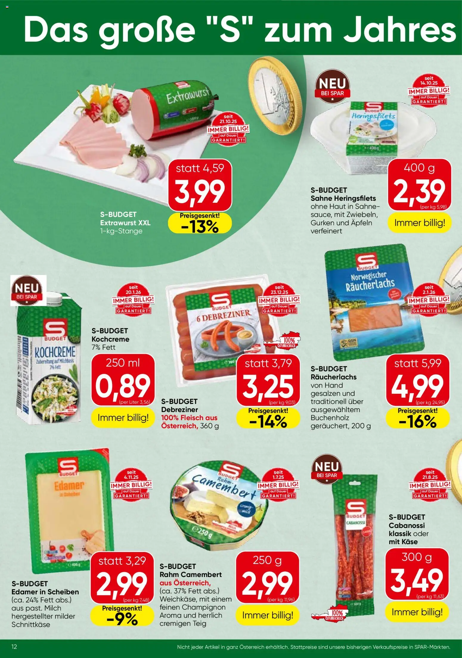 Spar Flugblatt - Niederösterreich gültig ab 22.01.2026 | Seite: 12 | Produkte: Sahne, Gurken, Milch, Käse