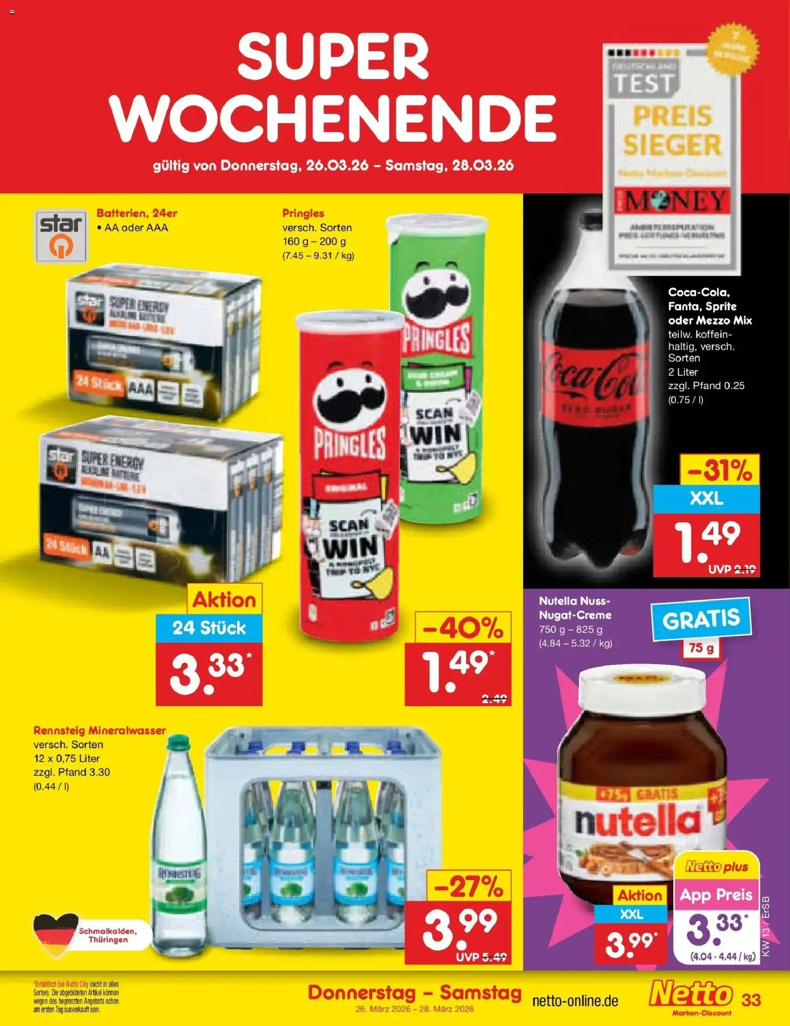 Netto Marken-Discount Prospekt Nordhausen	 – gültig ab 23.03.2026 | Seite: 47 | Produkte: Energy, Nutella, Oder mezzo mix, Pringles