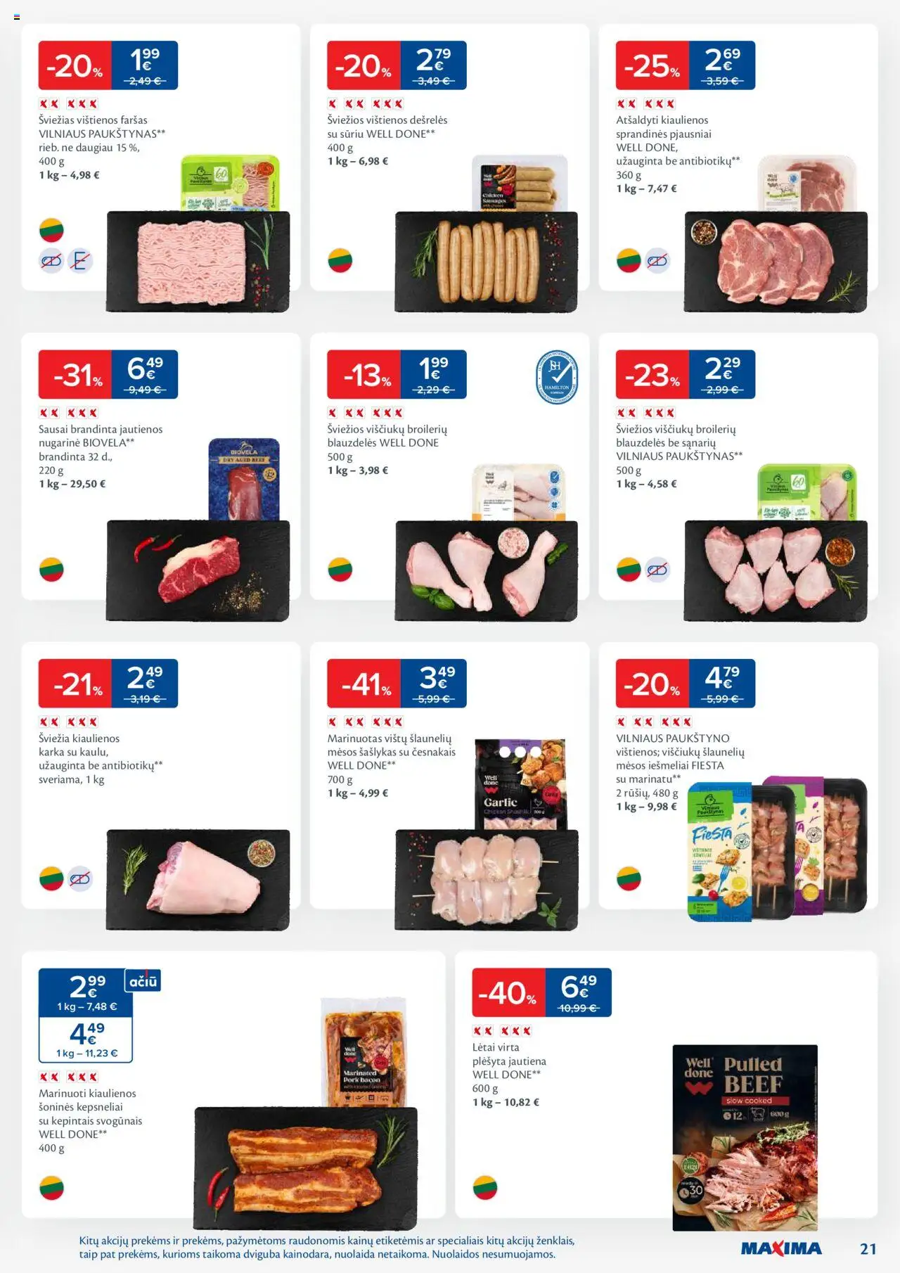 MAXIMA leidinys│galioja nuo 19.08.2025 | Puslapis: 21 | Prekių: Vištienos, Jautienos, Dešrelės, Viščiukų