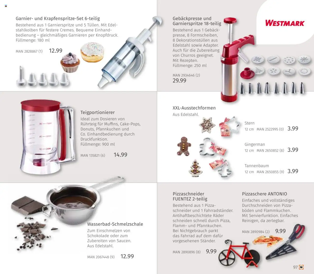 Müller Haushaltskatalog – gültig ab 03.10.2025 | Seite: 97 | Produkte: Cutter, Schokolade, Pfannkuchen, Pizza