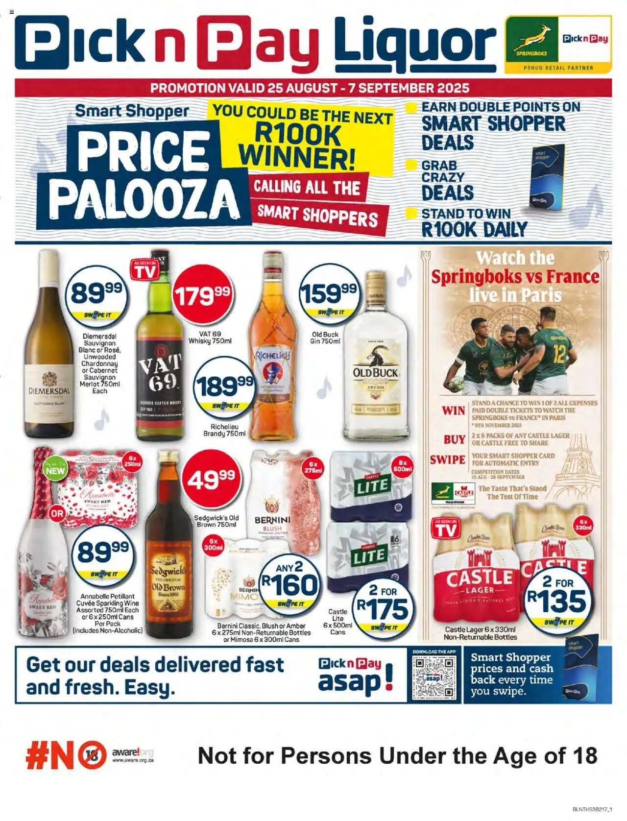 Pick n Pay - Liquor Specials │ valid from 25.08.2025 | Page: 1 | Products: Watch, Brandy, Wine, Blush
