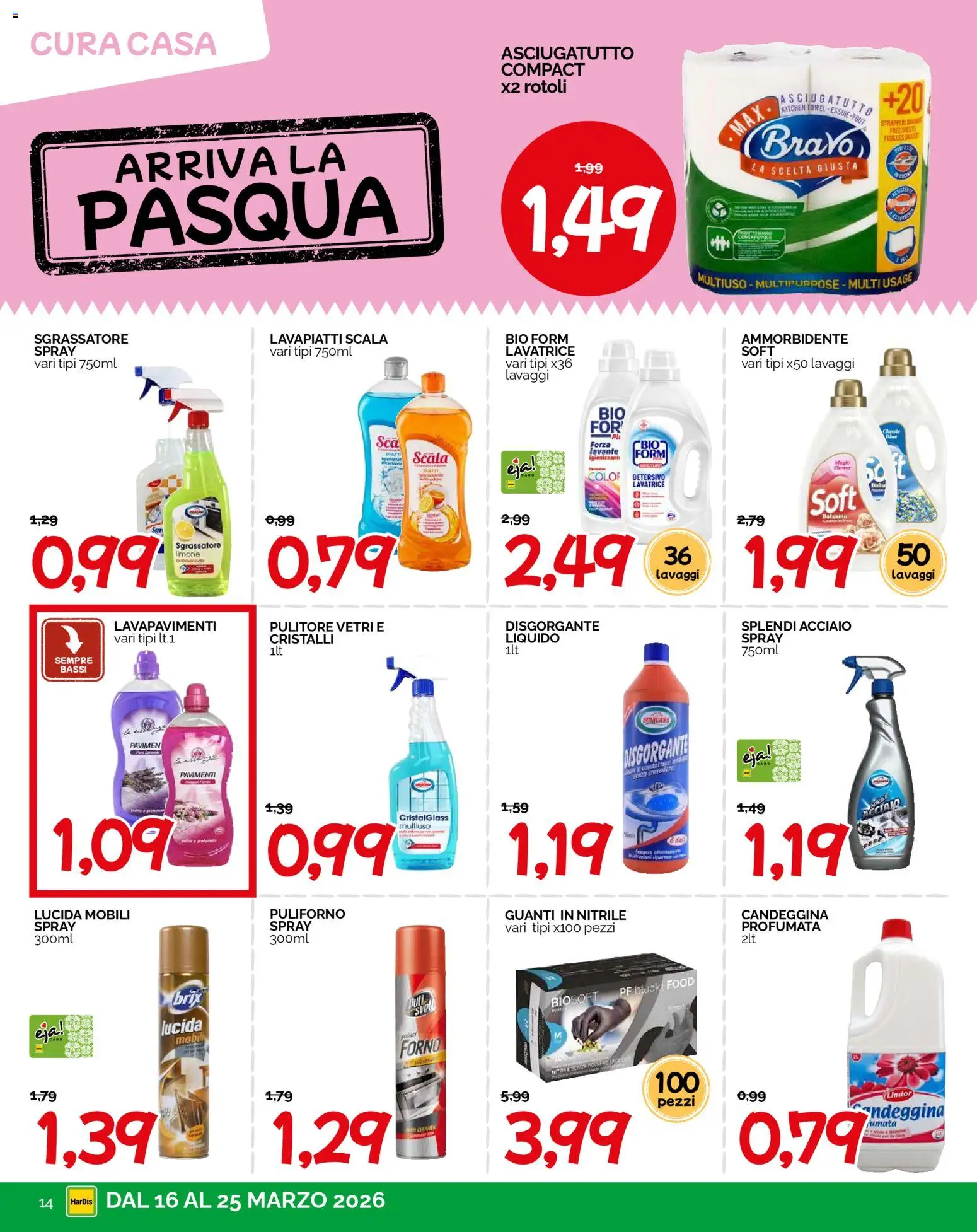 Volantino HarDis del 16.03.2026 | Pagina: 14 | Prodotti: Candeggina, Lavatrice, Forno, Asciugatutto