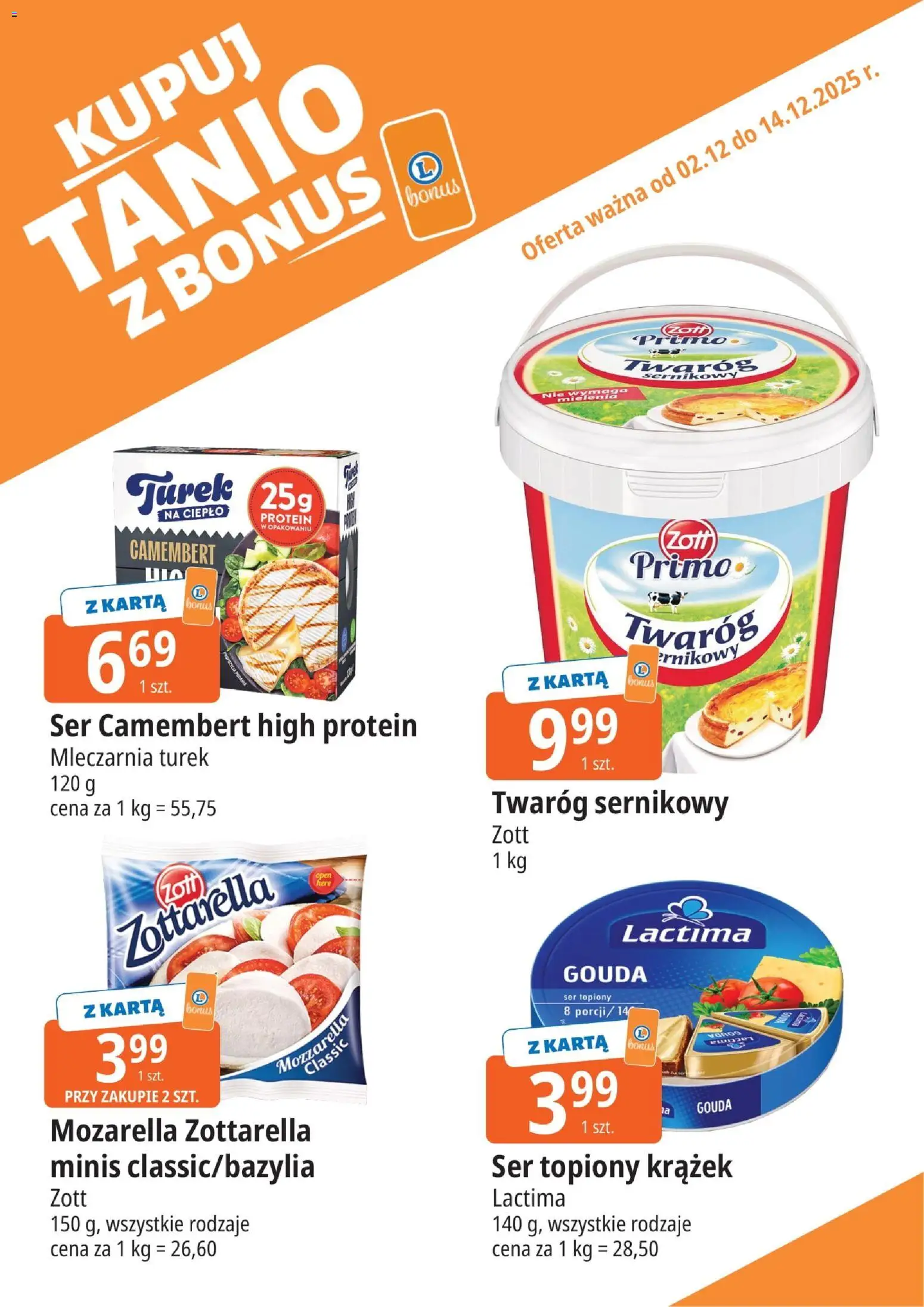 E.Leclerc Gazetka - Wrocław kupony dodatkowe od 02.12.2025 | Strona: 5 | Produkty: Karta, Camembert, Ser, Mozzarella