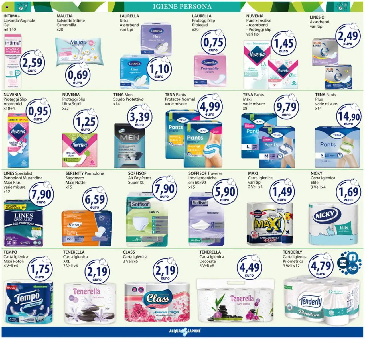 Volantino Acqua e Sapone del 11.08.2025 | Pagina: 12 | Prodotti: Carta igienica, Slip, Lavanda, Bagno