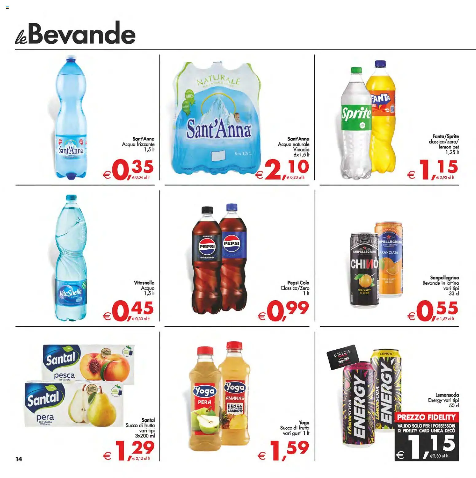 Volantino Decò del 13.02.2026 | Pagina: 14 | Prodotti: Succo, Pesca, Ananas, Pepsi