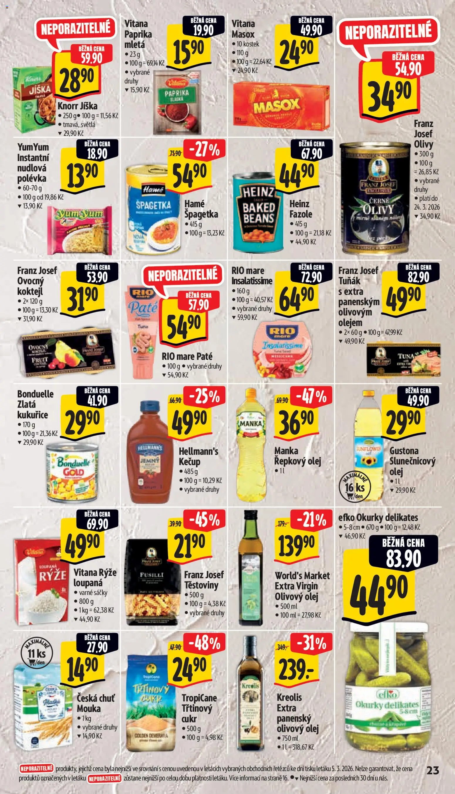 Albert leták - Supermarket od 11.03.2026 | Strana: 31 | Produkty: Olivový olej, Okurky, Knorr, Olivy