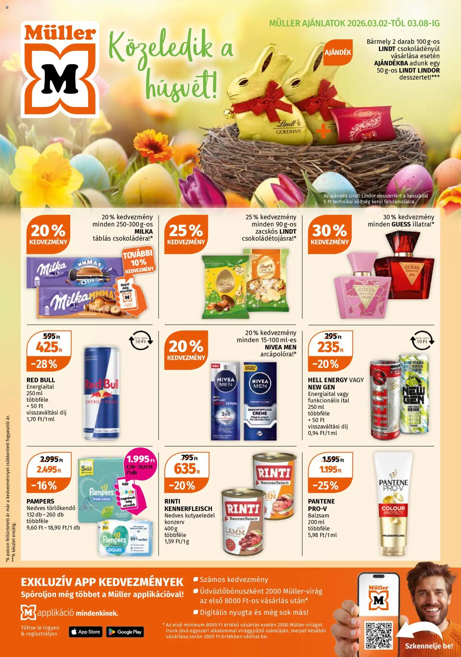 Müller akciós ujság - amely érvényes a következő dátumtól: 02.03.2026 | Oldal: 1 | Termékek: Pampers, Kutyaeledel, Törlőkendő, Nedves törlőkendő