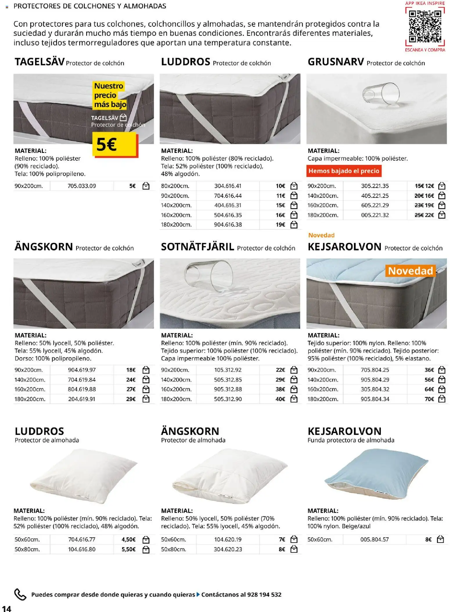 Catálogo IKEA Ropa de Cama │ válido desde el 01.02.2026 | Página: 14 | Productos: Colchon, Funda, Almohada