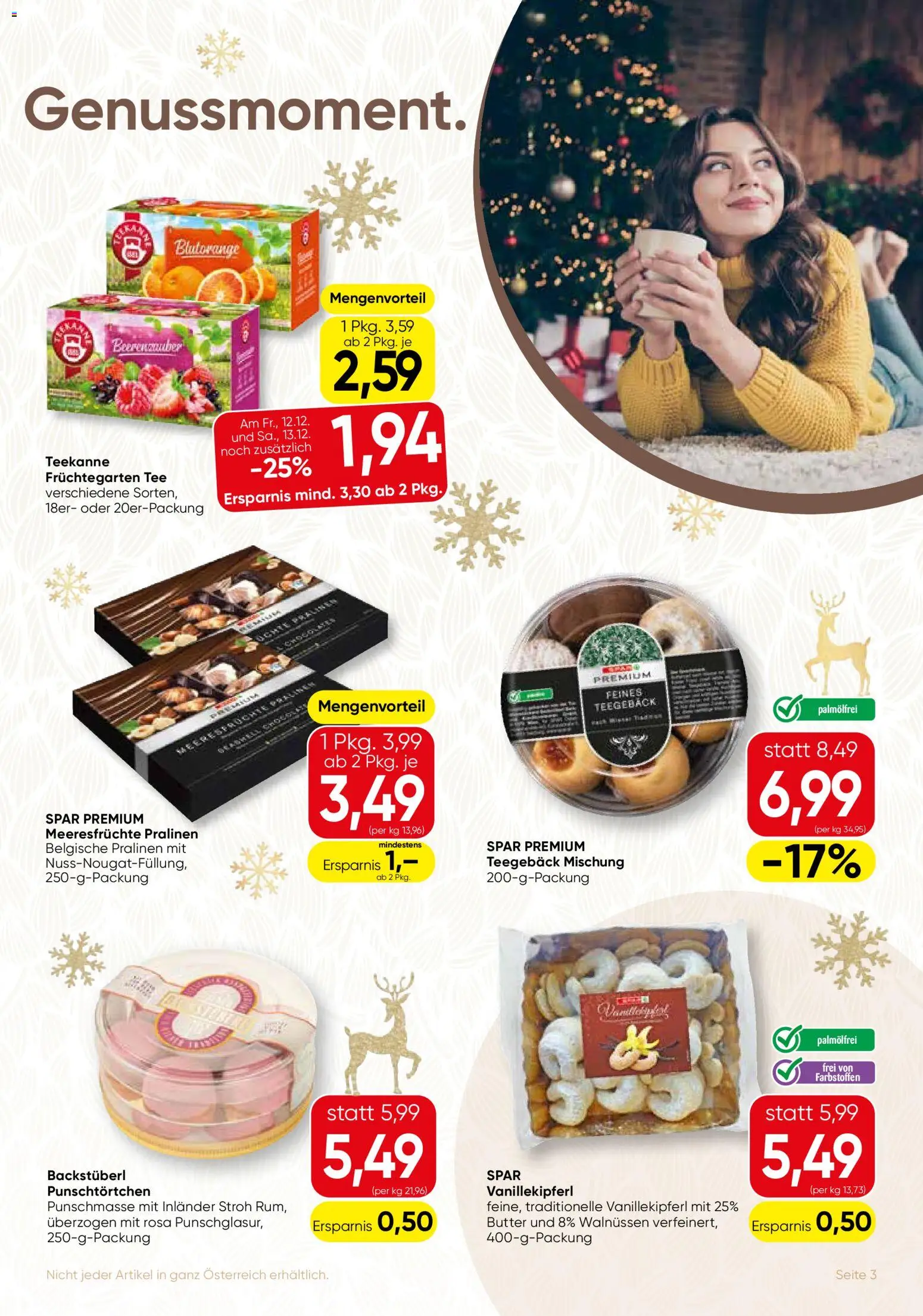 SPAR Gourmet Flugblatt gültig ab 11.12.2025 | Seite: 3 | Produkte: Meeresfrüchte, Butter, Tee