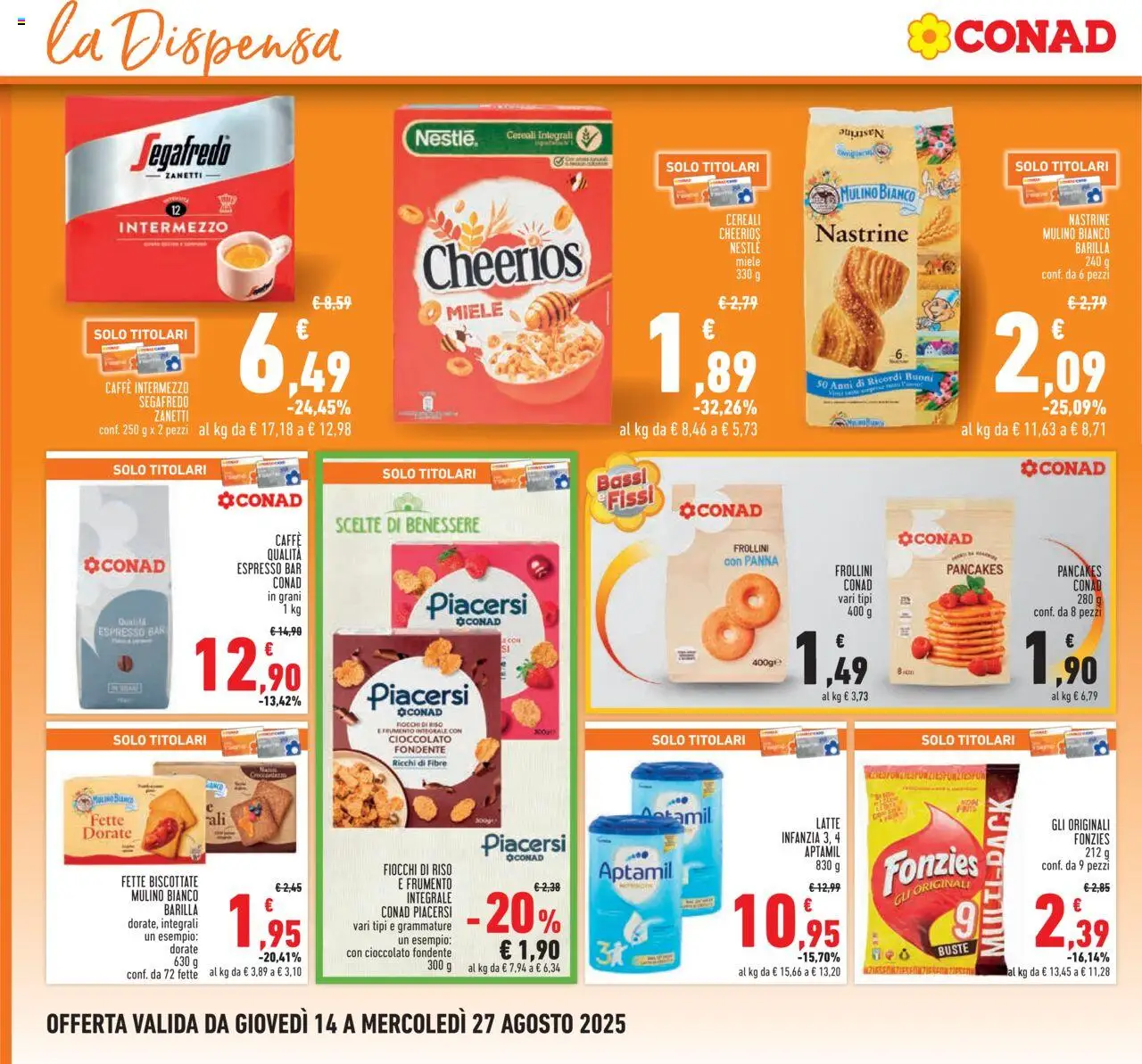 Volantino Conad del 14.08.2025 | Pagina: 12 | Prodotti: Cioccolato, Fiocchi, Latte, Fette biscottate