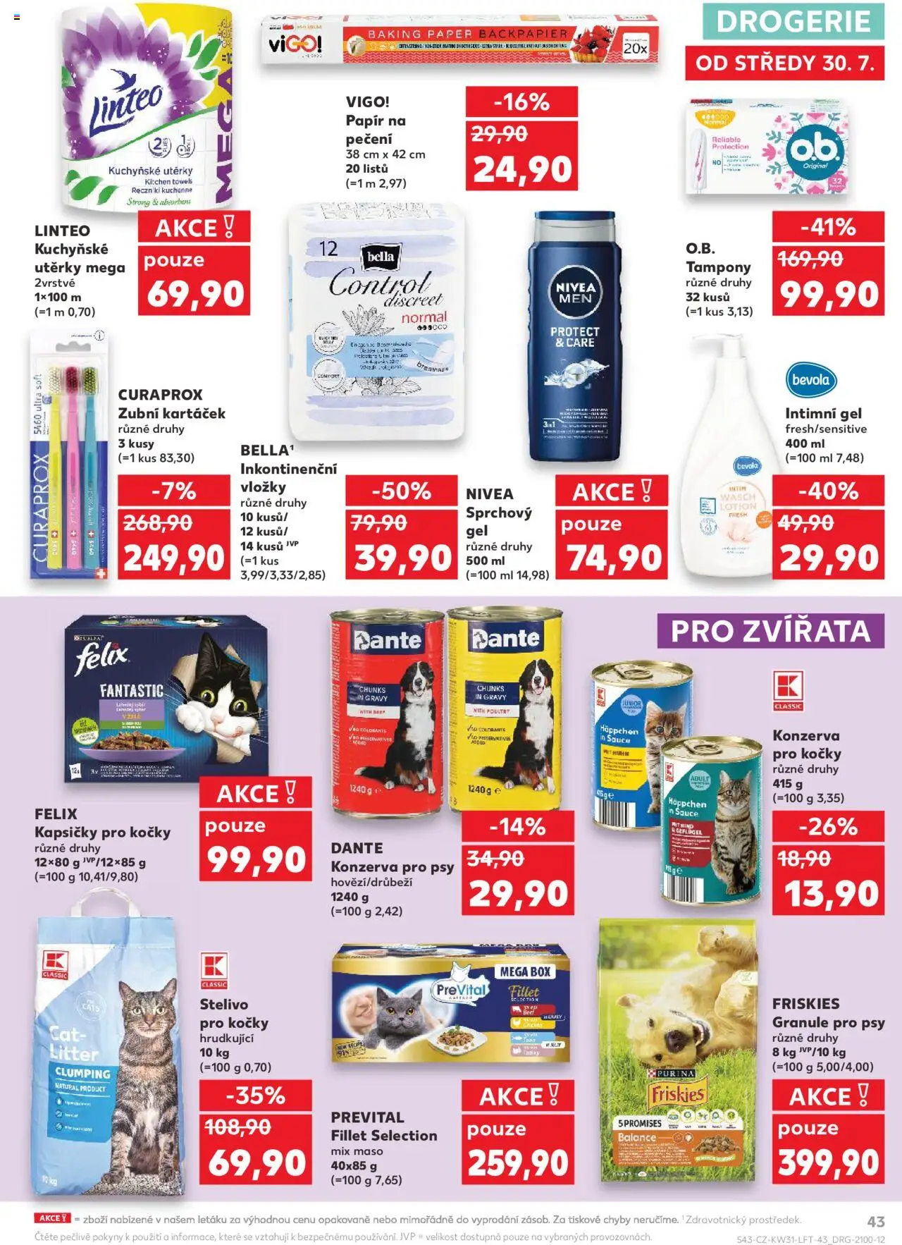 Kaufland leták - Plzeň Bory od 30.07.2025 | Strana: 43 | Produkty: Utěrky, Maso, Curaprox, Drogerie