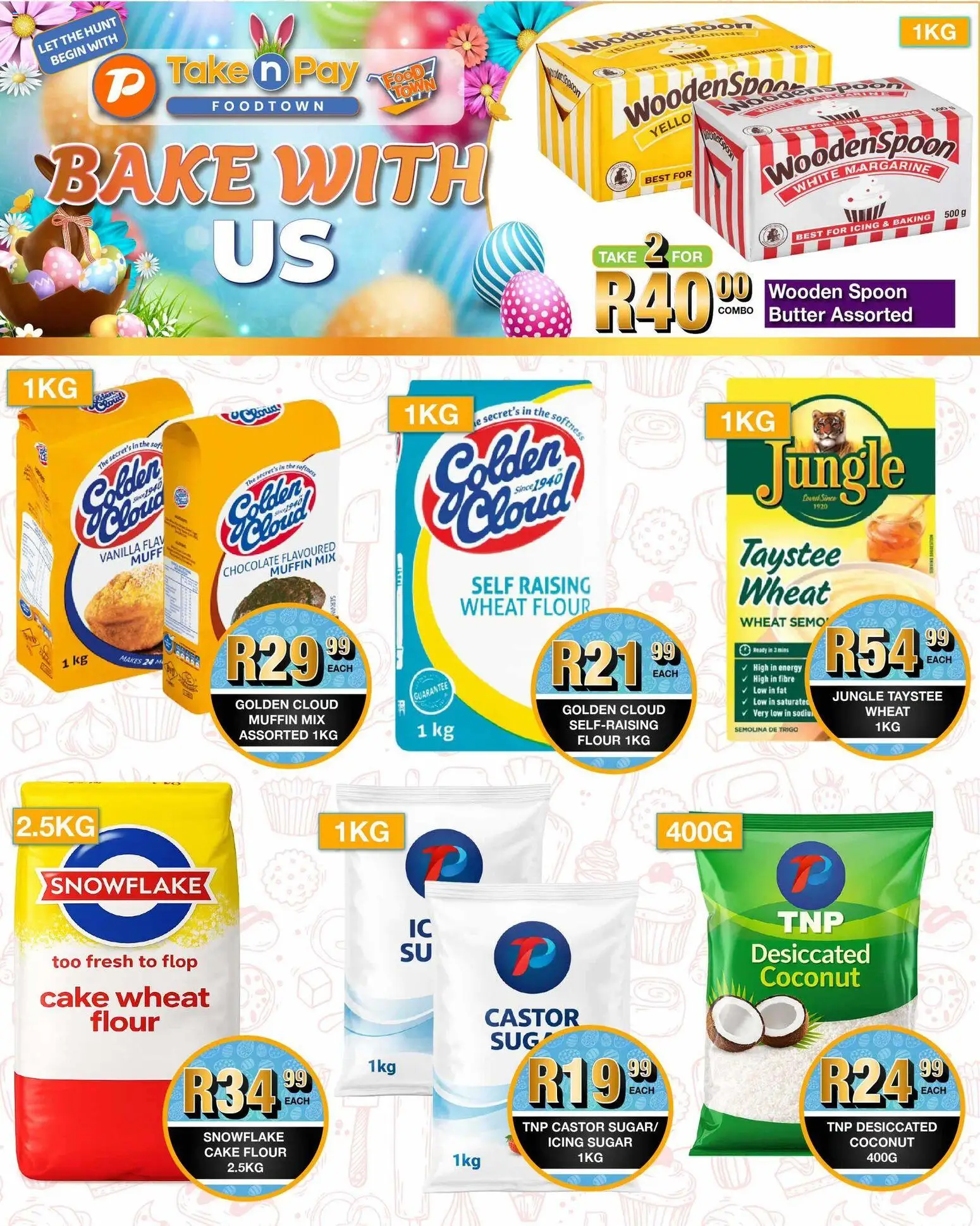 New Pick n Pay catalogue – valid from 30.03.2026 | Page: 14 | Products: Cake, Icing sugar, Butter, Margarine