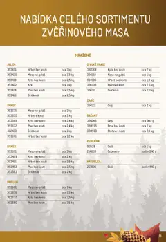 Náhled letáku Makro leták - Zvěřina od 25.11.2024 | Strana: 11 | Produkty: Jelen, Kýta bez kosti, Guláš, Kýta