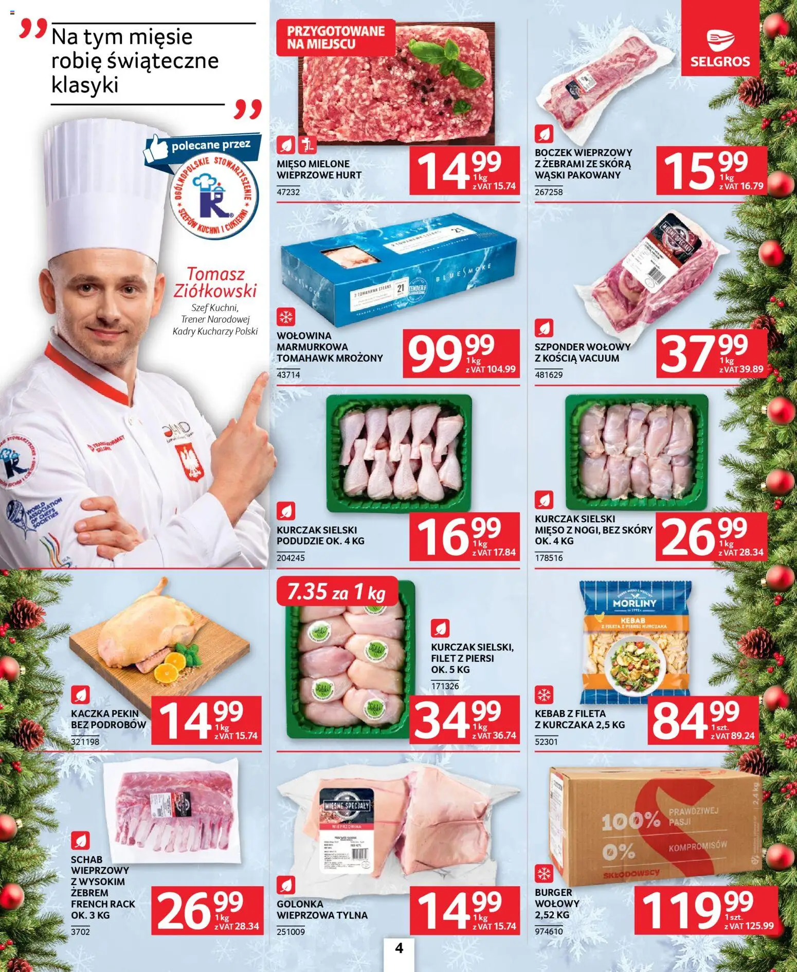 Selgros cash&carry Gazetka - Oferta dla gastronomii od 04.12.2025 | Strona: 4 | Produkty: Kurczak, Schab, Piersi, Wołowina