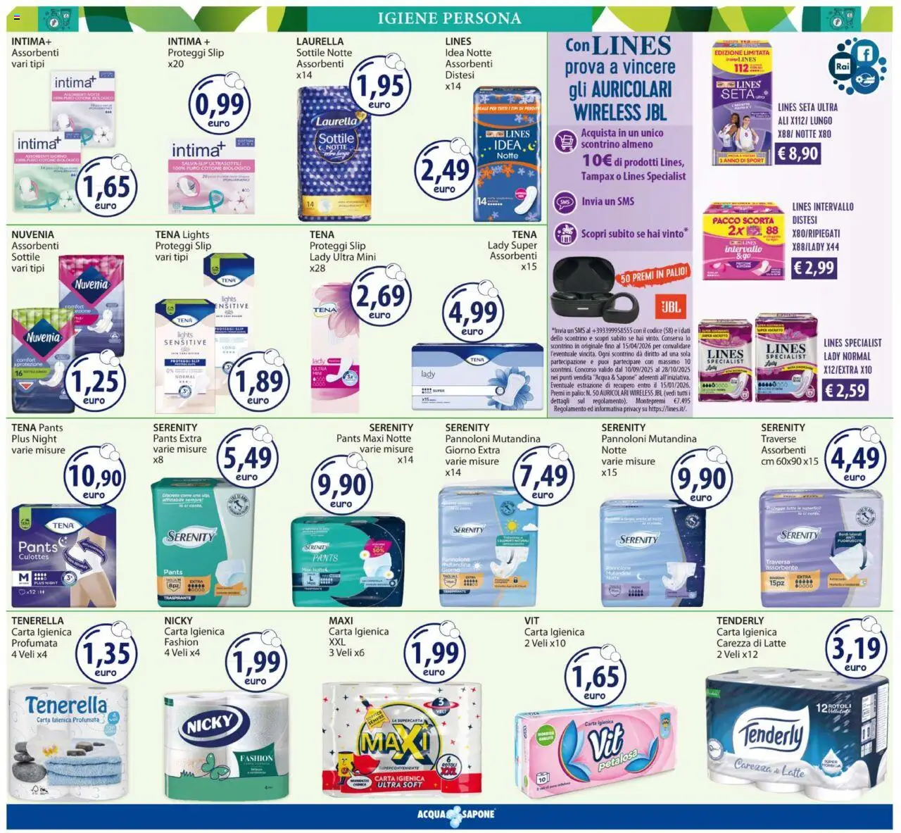 Volantino Acqua e Sapone del 24.09.2025 | Pagina: 11 | Prodotti: Carta igienica, Sapone, Proteggi slip, Slip