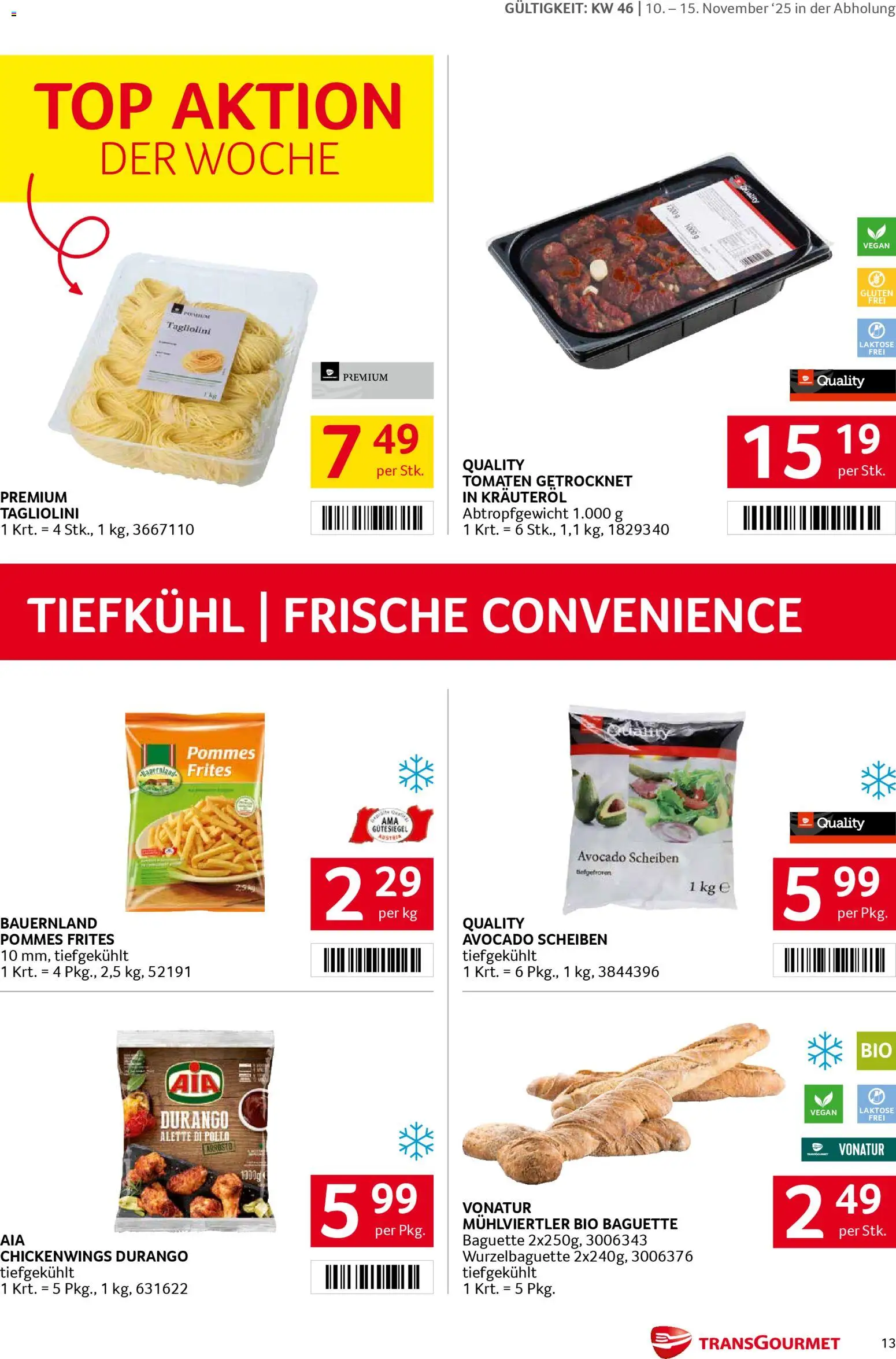 Transgourmet Flugblatt gültig ab 10.11.2025 | Seite: 13 | Produkte: Avocado, Jääkaappipakastin, Tomaten