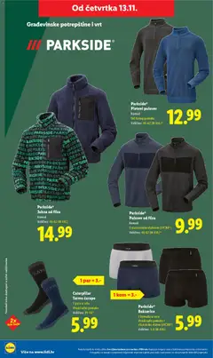 Parkside® Jakna od flisa, Komad. Veličine: 48-62 (M-XXL) - Pregled kataloga iz trgovine Lidl, vrijedi od 10.11.2025 | Stranica: 58 | Proizvodi: Jakna, Čarape, Bokserice, Parkside