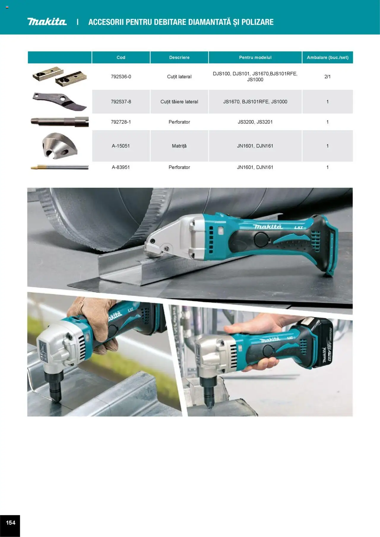 Noul catalog Makita – valabil de la 01.04.2025 | Pagină: 154 | Produse: Cuțit, Matriță