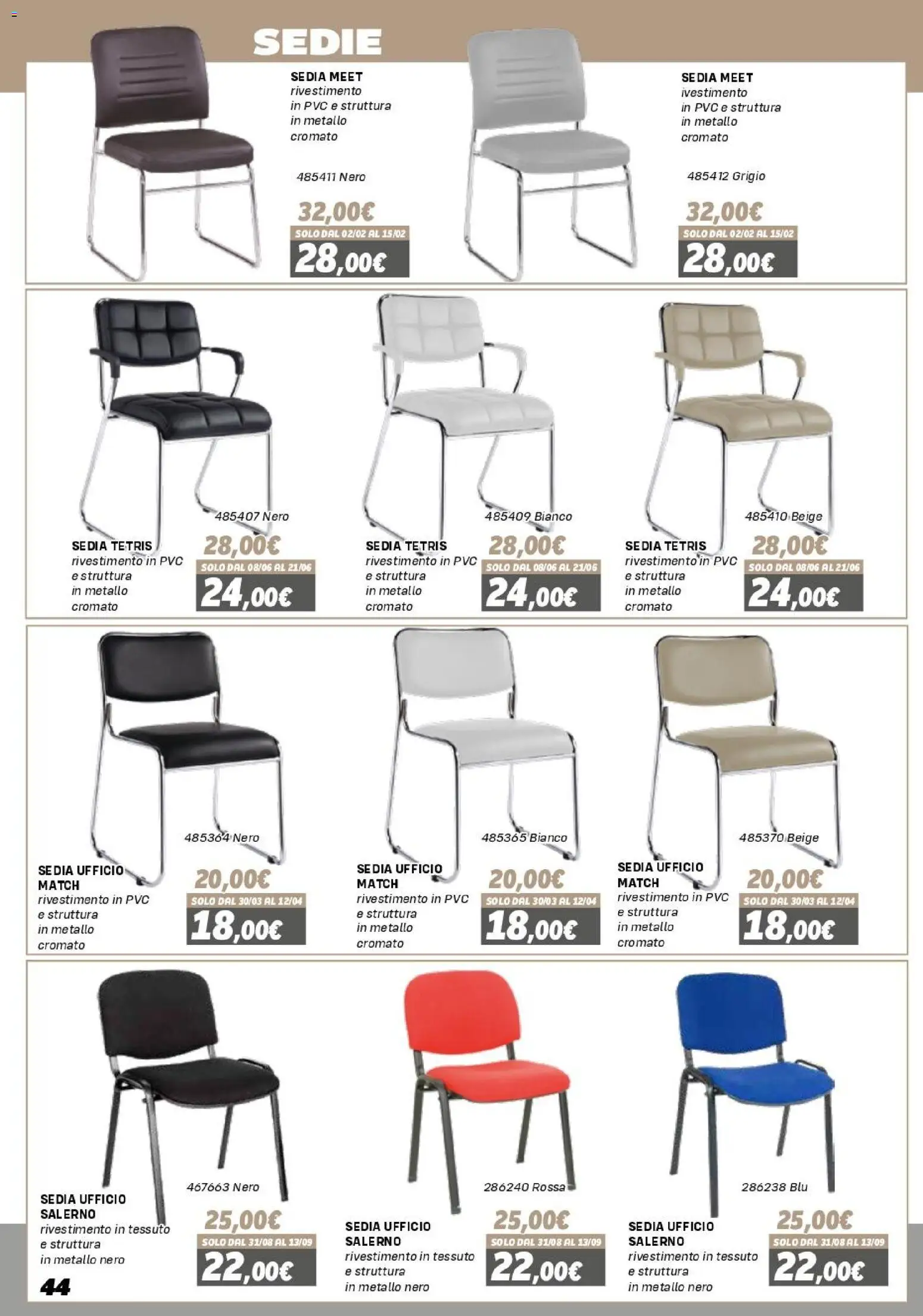 Volantino Orizzonte del 16.01.2026 | Pagina: 44 | Prodotti: Sedia ufficio, Sedia
