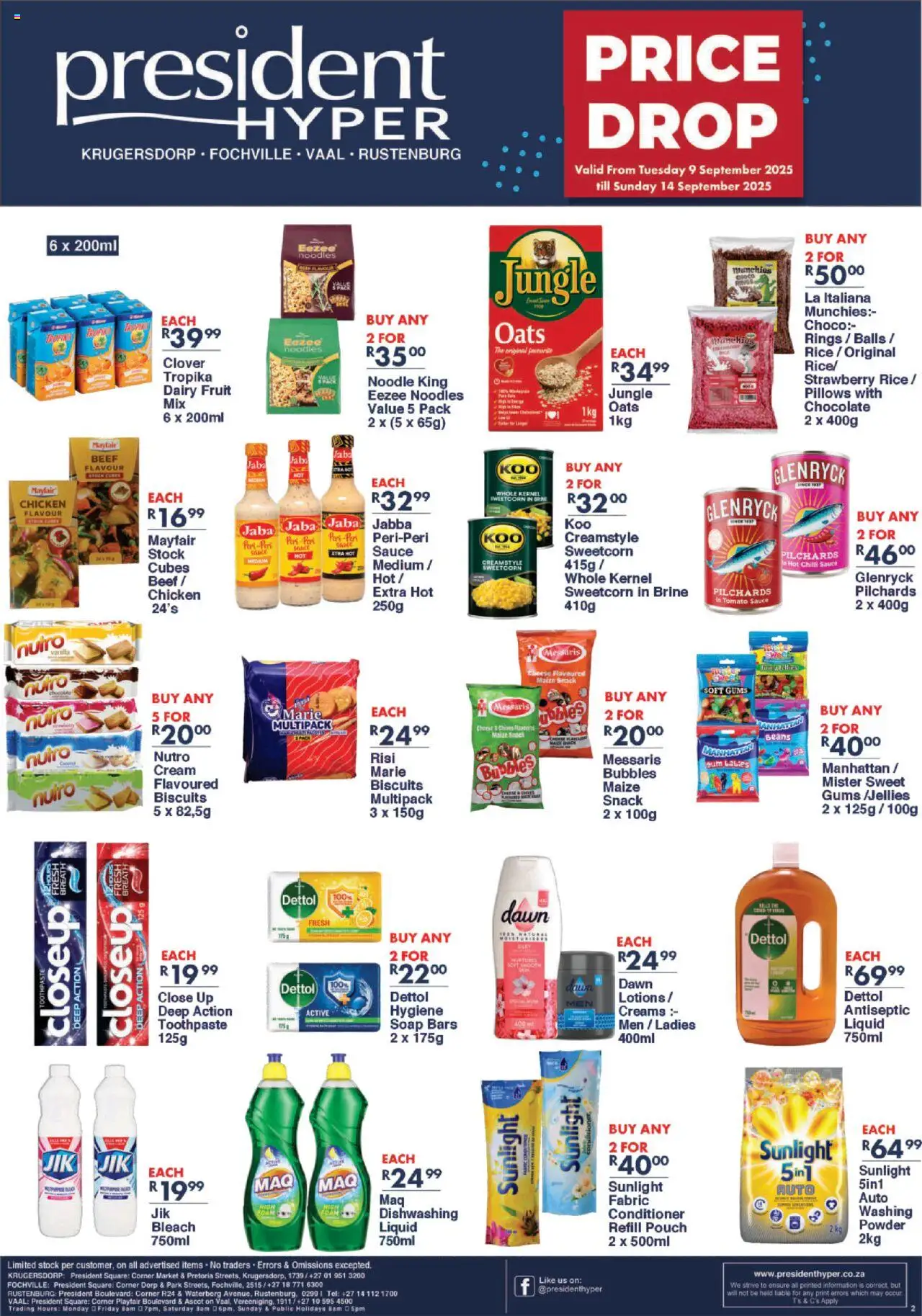 New President Hyper catalogue – valid from 09.09.2025 | Page: 2 | Products: Beans, Biscuits, Beef, Tomato sauce