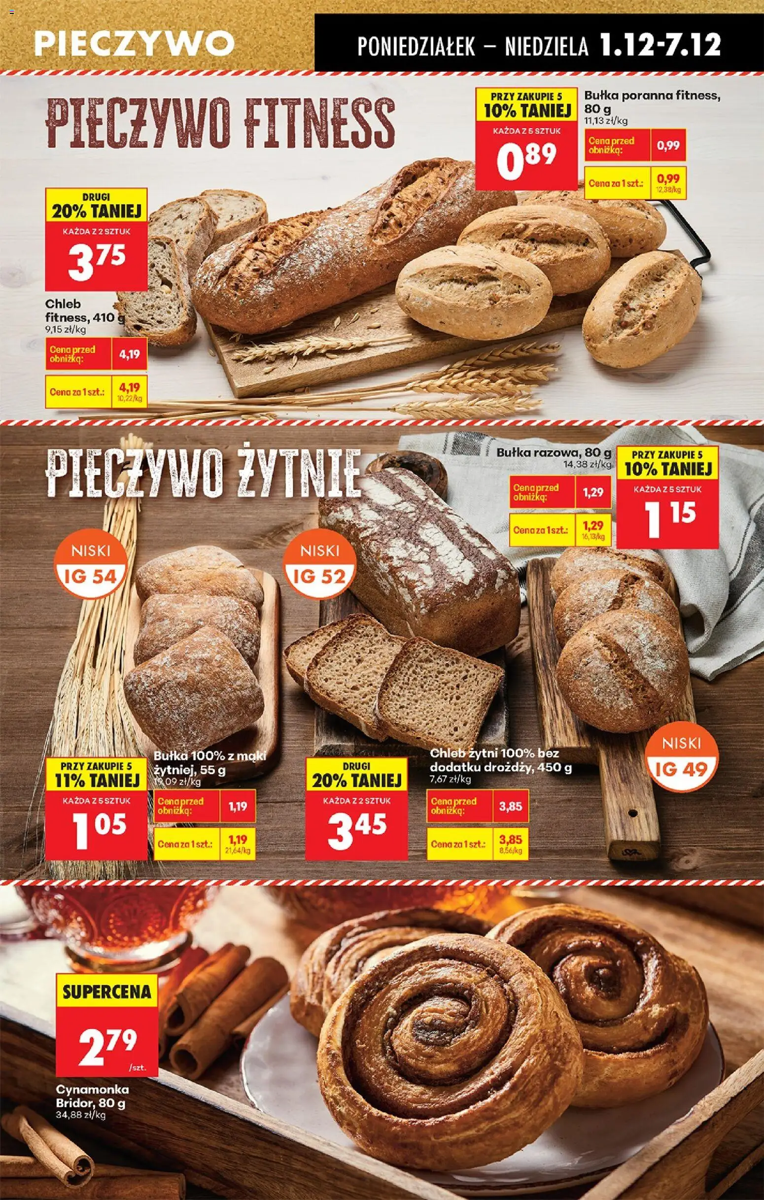 Biedronka gazetka od 01.12.2025 | Strona: 47 | Produkty: Pieczywo, Chleb żytni, Bułka poranna fitness, Bułka