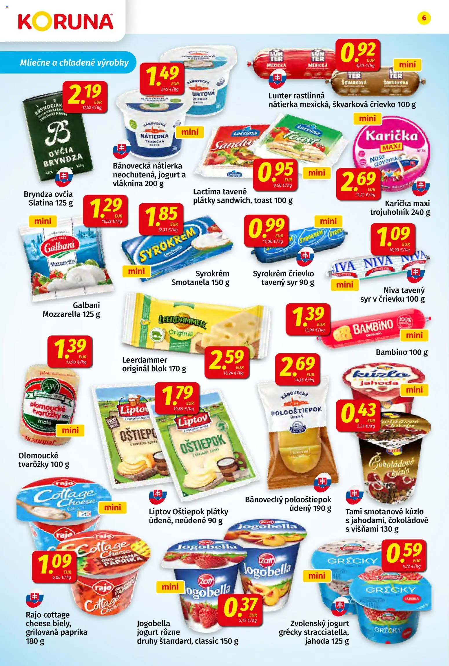 Nové Koruna akcie – leták je platný od 21.11.2025 | Strana: 6 | Produkty: Paprika, Syr, Mozzarella, Bryndza